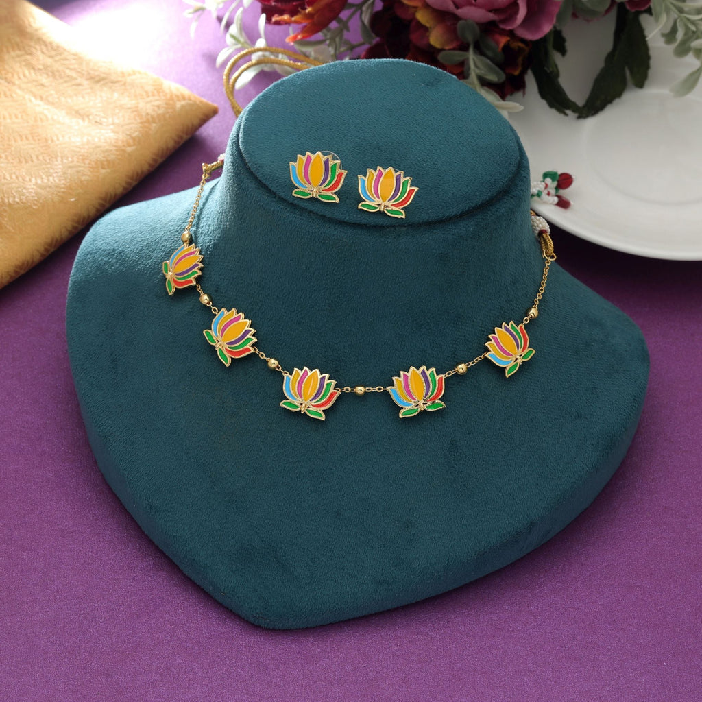 Multi Color Meenakari Necklace Set Party Wear