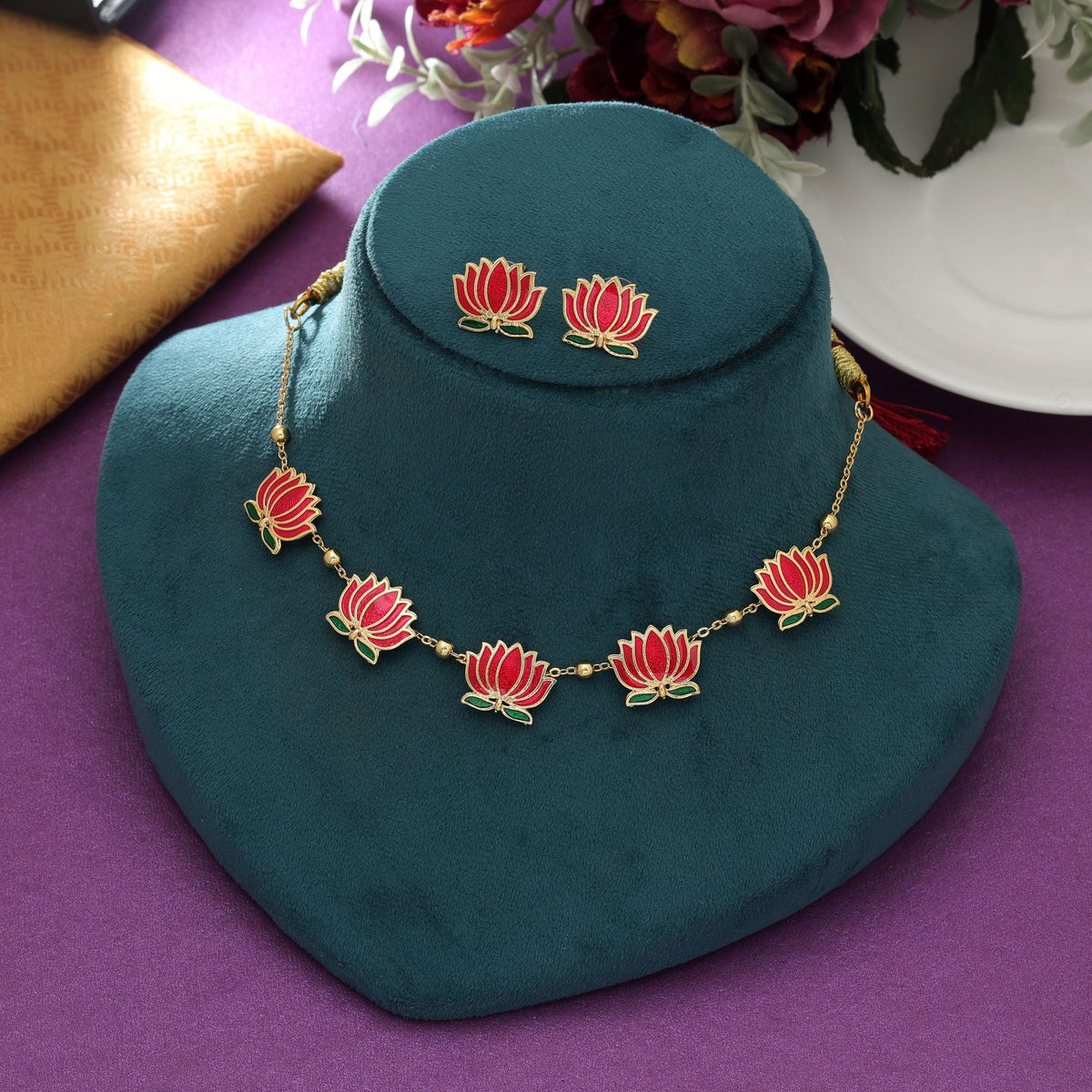 Rani Green Meenakari Necklace Set Bridal