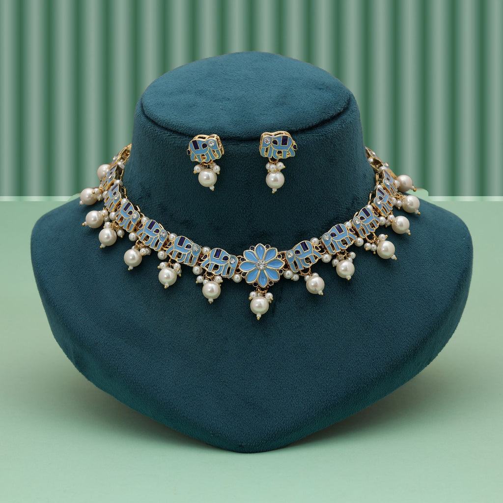 Sky Blue Meenakari Necklace Set