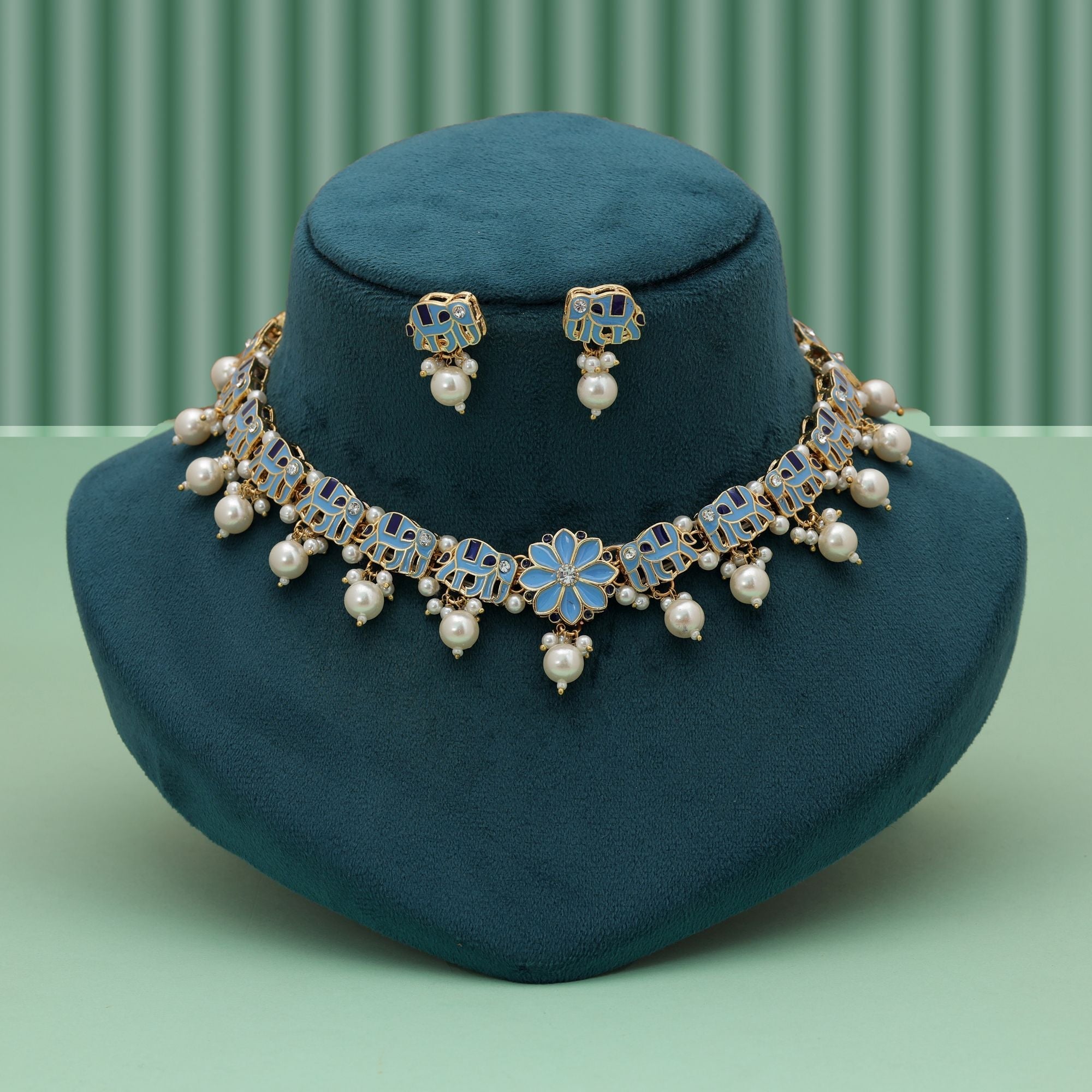 Sky Blue Meenakari Necklace Set