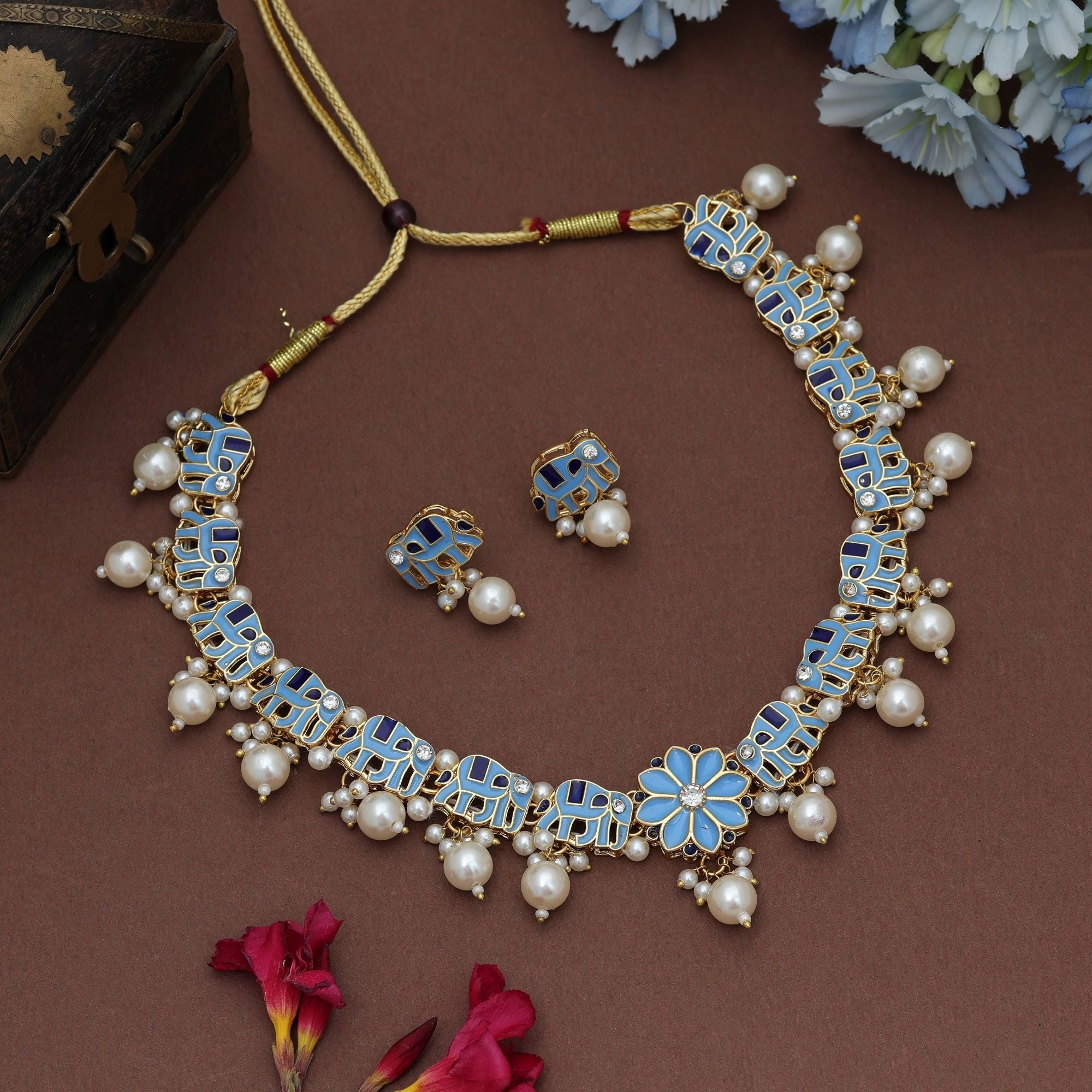 Sky Blue Meenakari Necklace Set