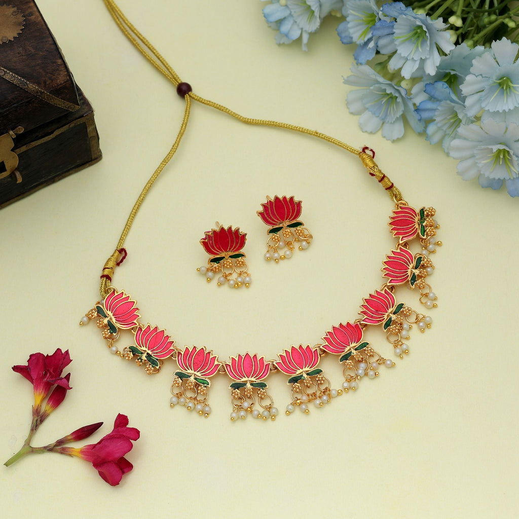 Rani & Green Meenakari Necklace Set