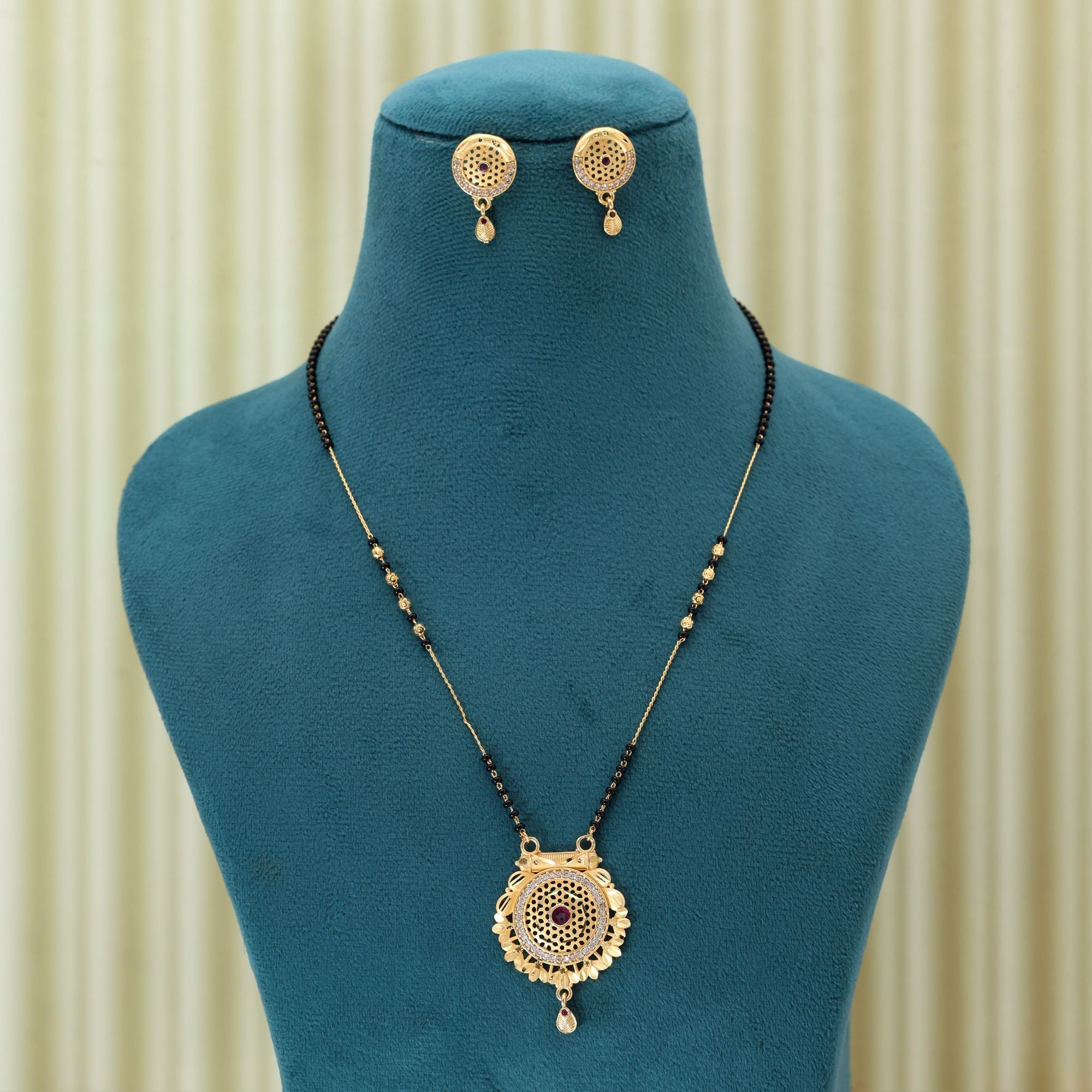 Gold Mangalsutra Earring Set for Married Women