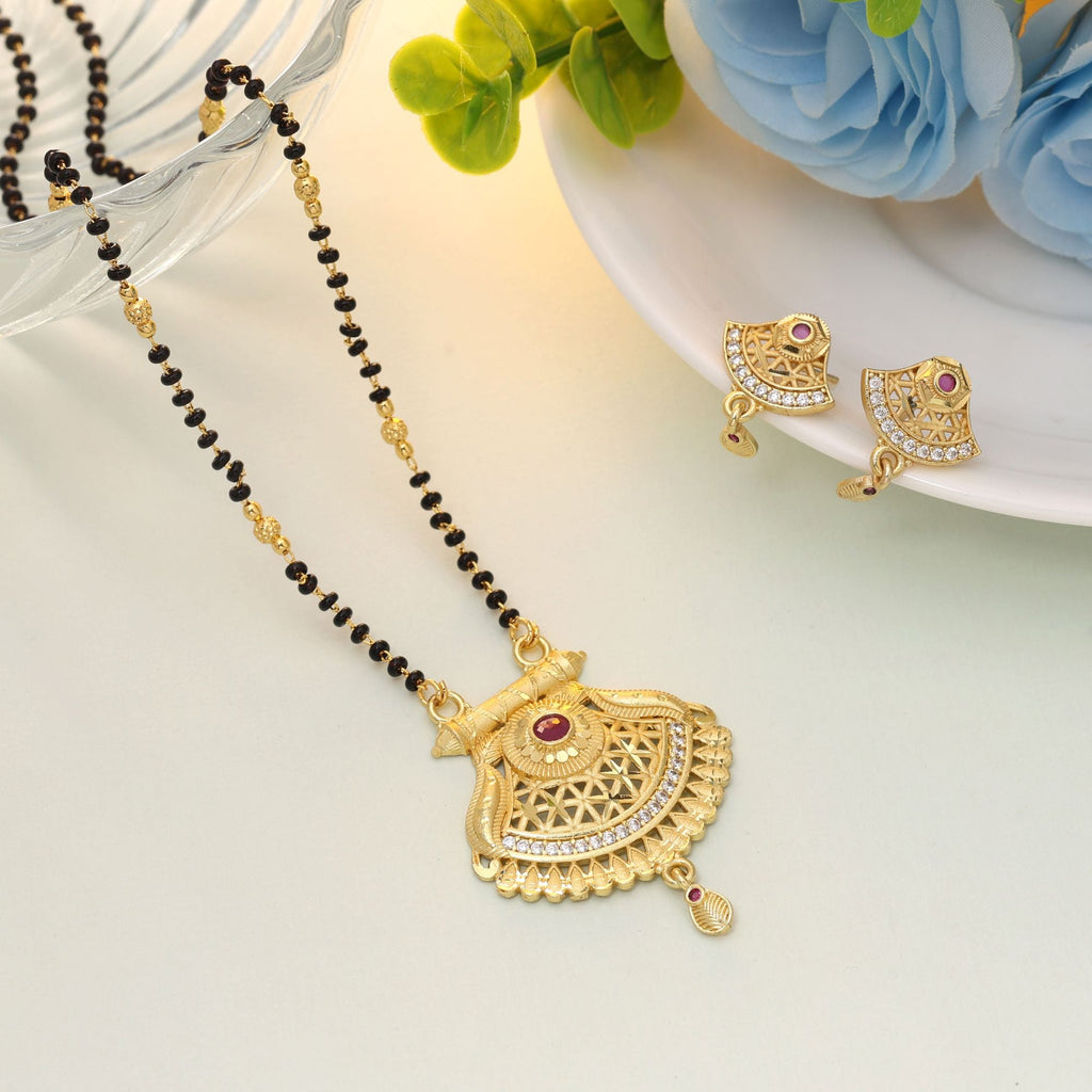 Gold Classic Mangalsutra with Earrings