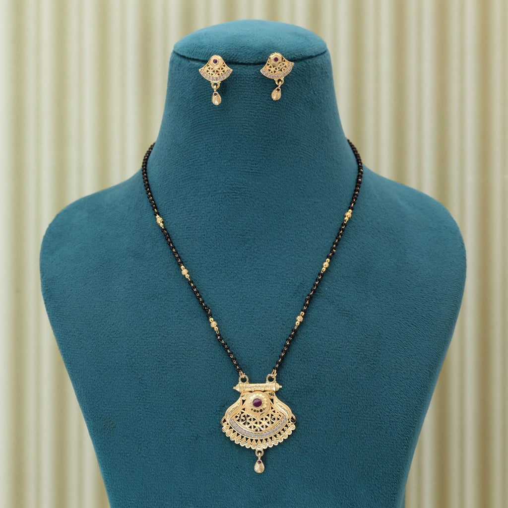 Gold Classic Mangalsutra with Earrings