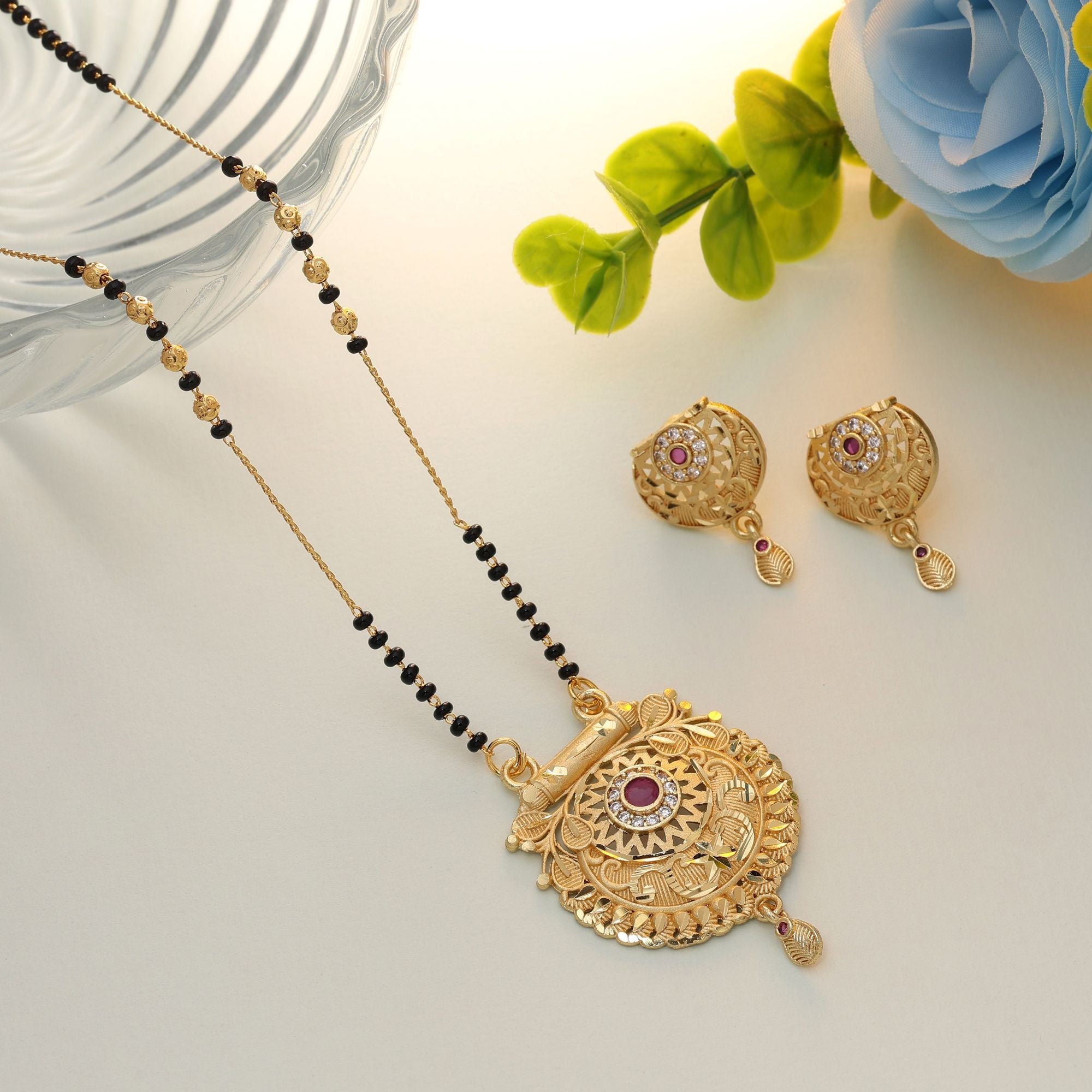 Gold Mangalsutra with Earrings for Daily & Festive Wear