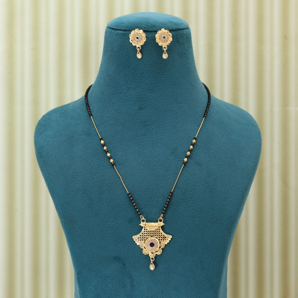 Gold Traditional Mangalsutra with Earrings
