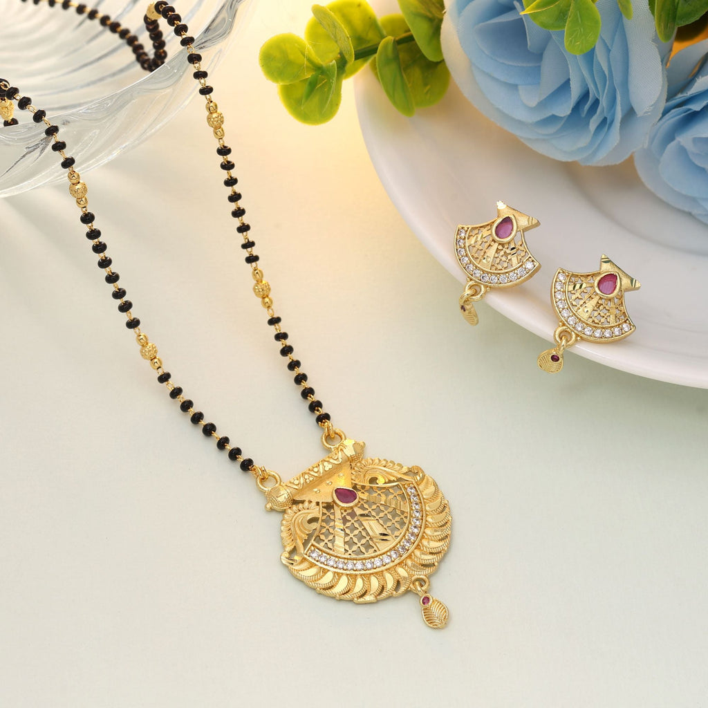 Gold Simple Mangalsutra Earring Set
