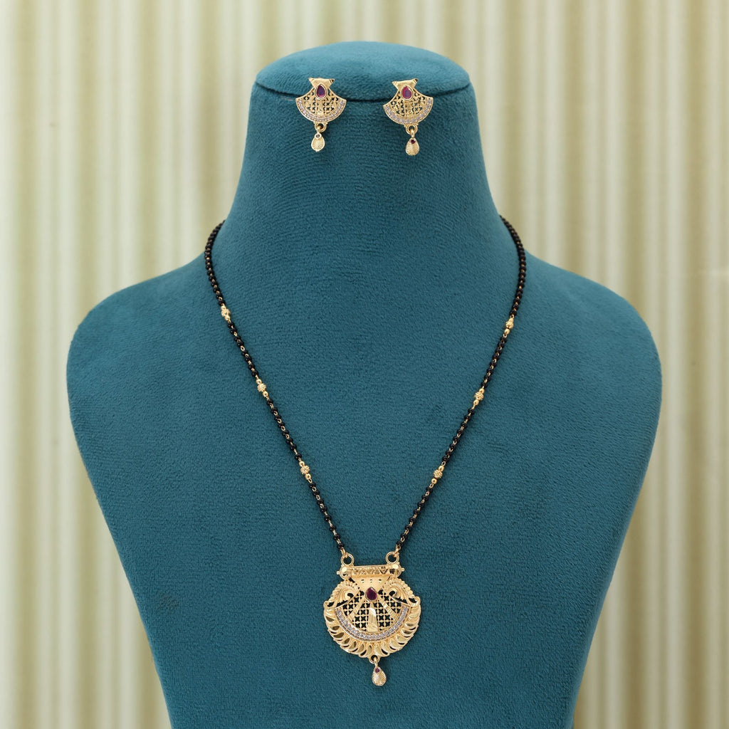 Gold Simple Mangalsutra Earring Set