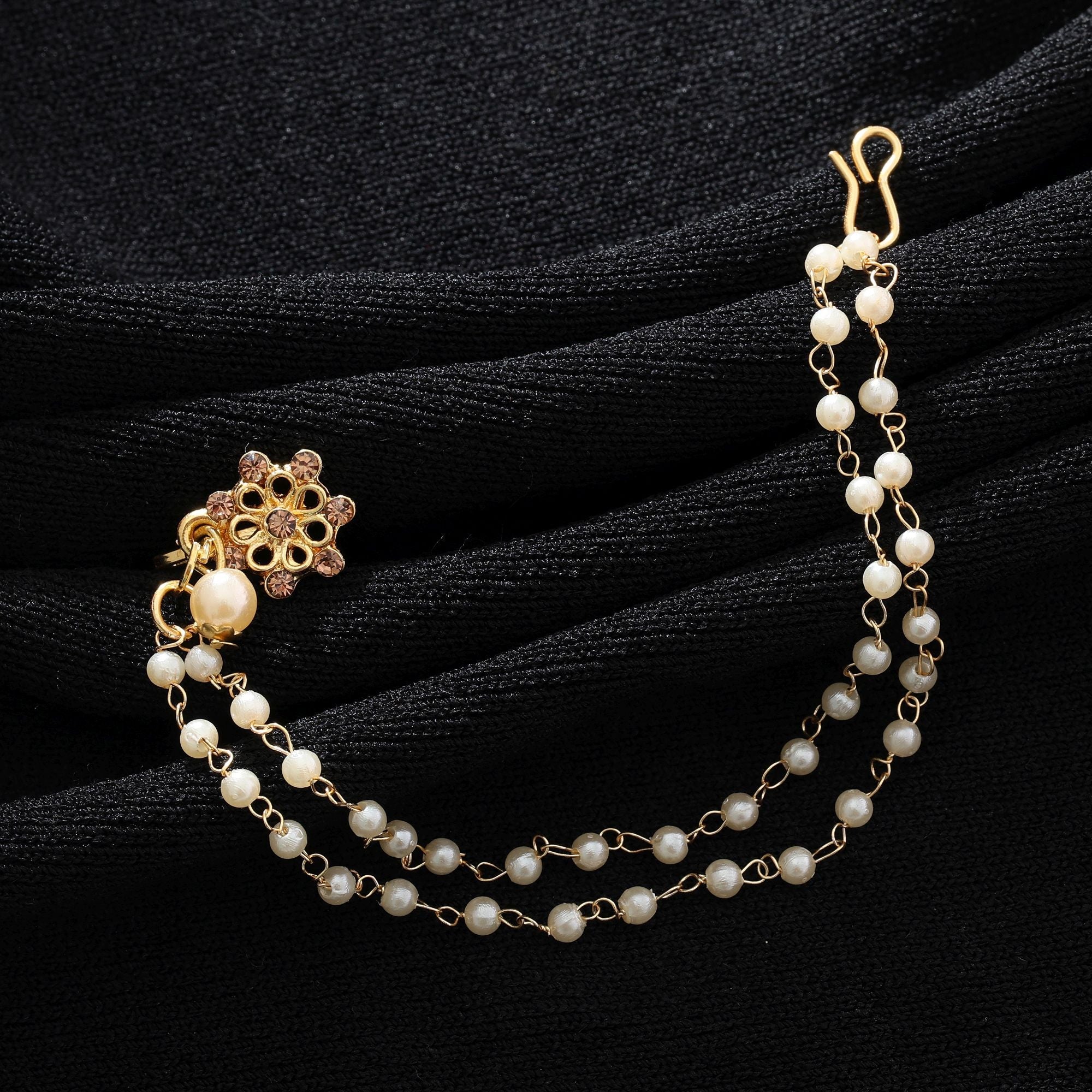 Gold Color Nose Nath Ethnic Wedding Style