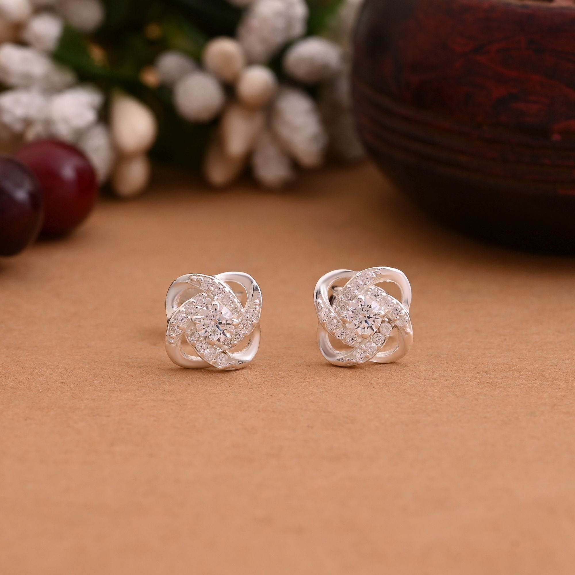 Silver Color 925 Silver Stud Earrings (OME103SLV)