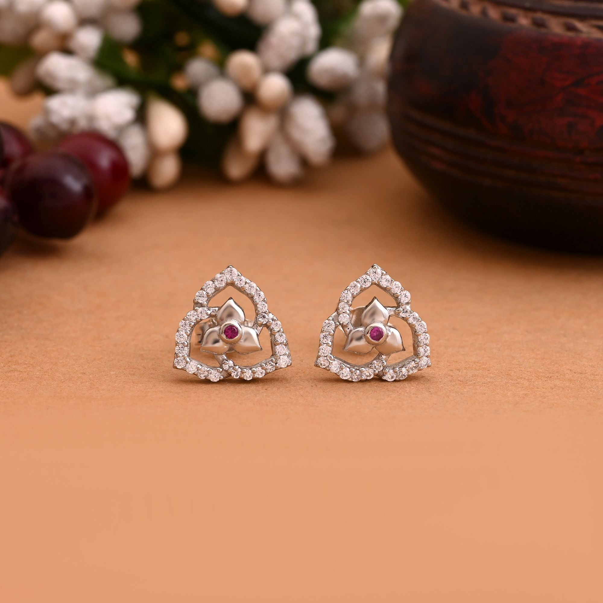 Silver Color 925 Silver Stud Earrings (OME105SLV)