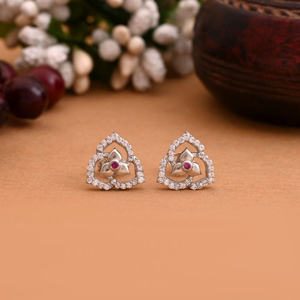 Silver Color 925 Silver Stud Earrings (OME105SLV)