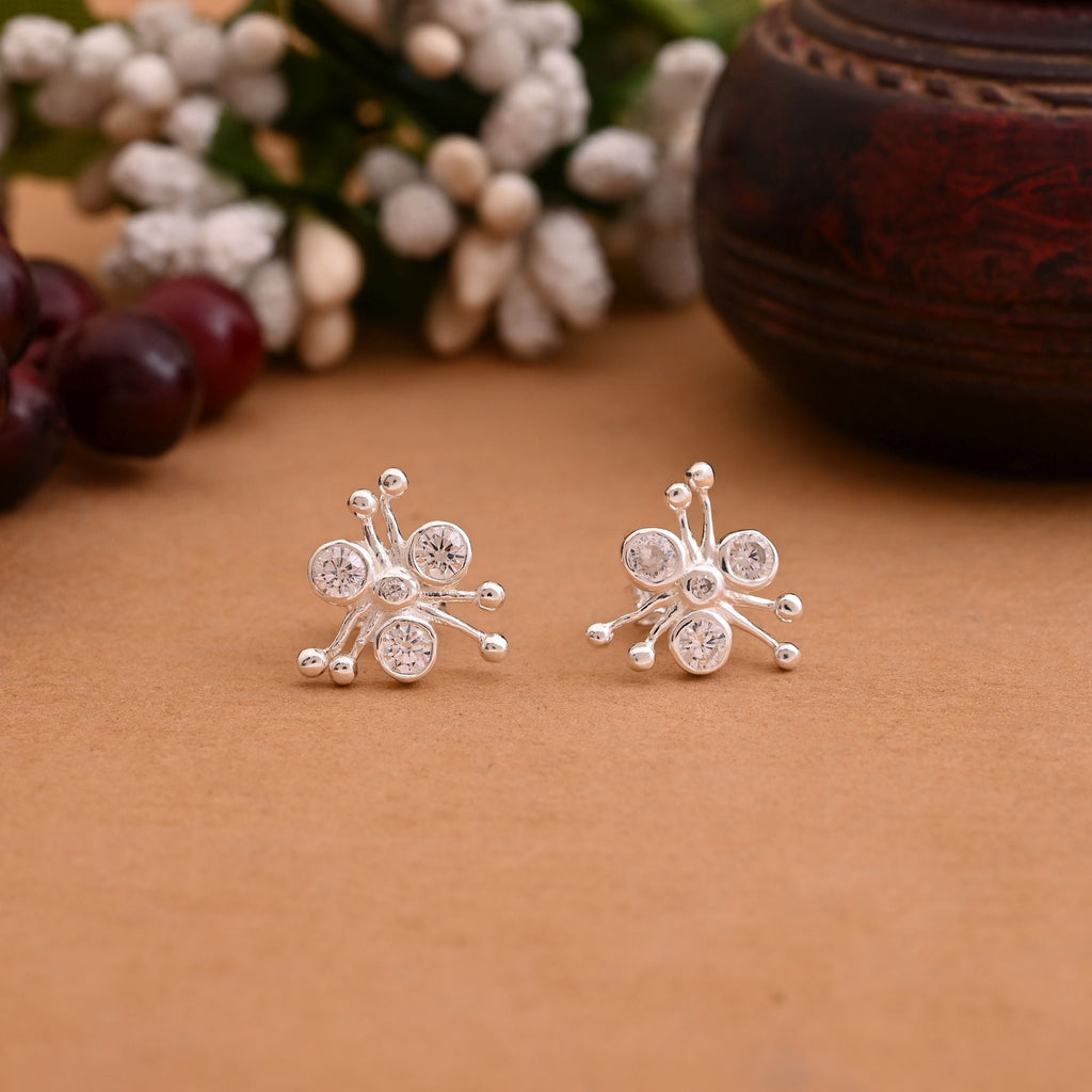 Silver Color 925 Silver Stud Earrings (OME106SLV)