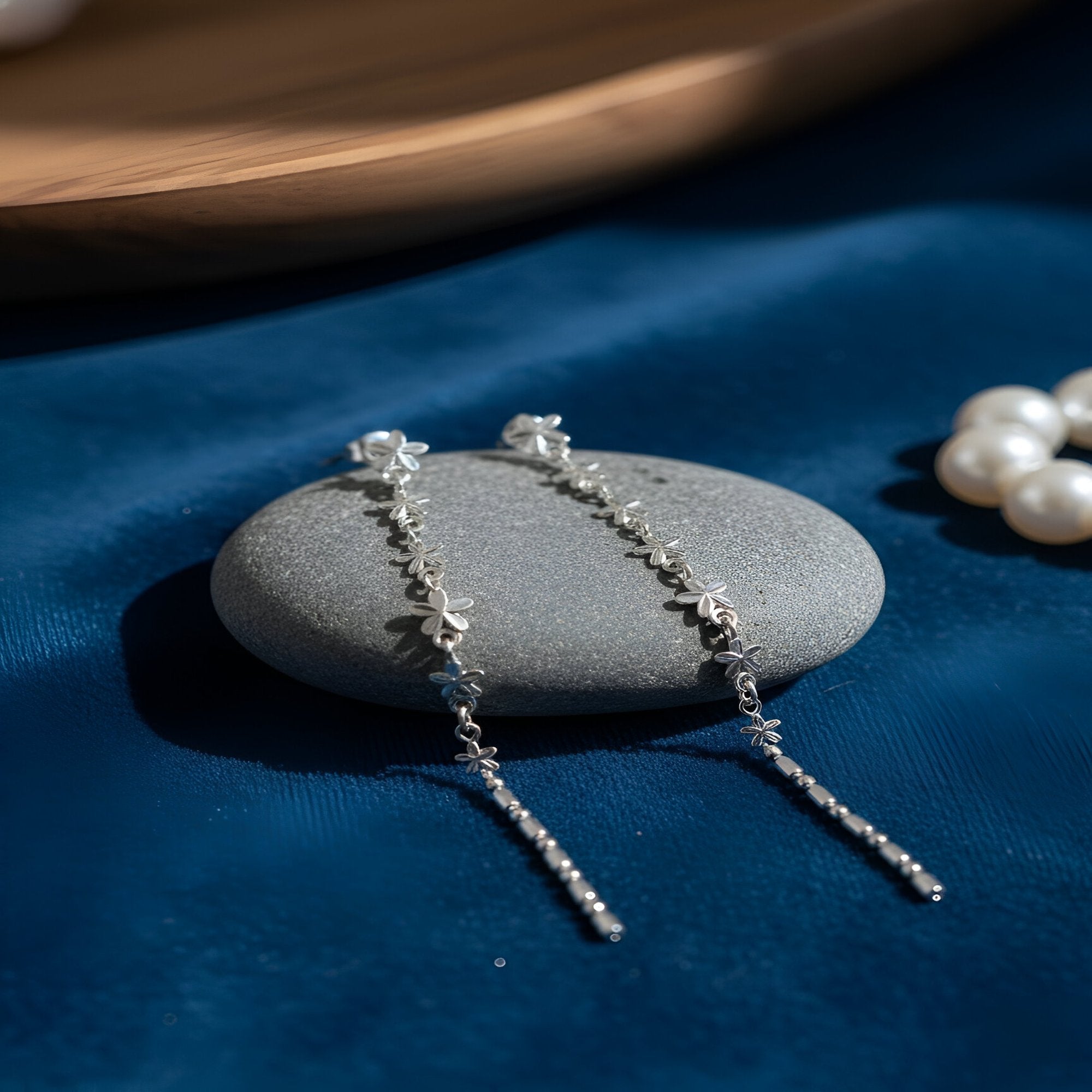 Silver Color 925 Silver Drop Earrings (OME110SLV)