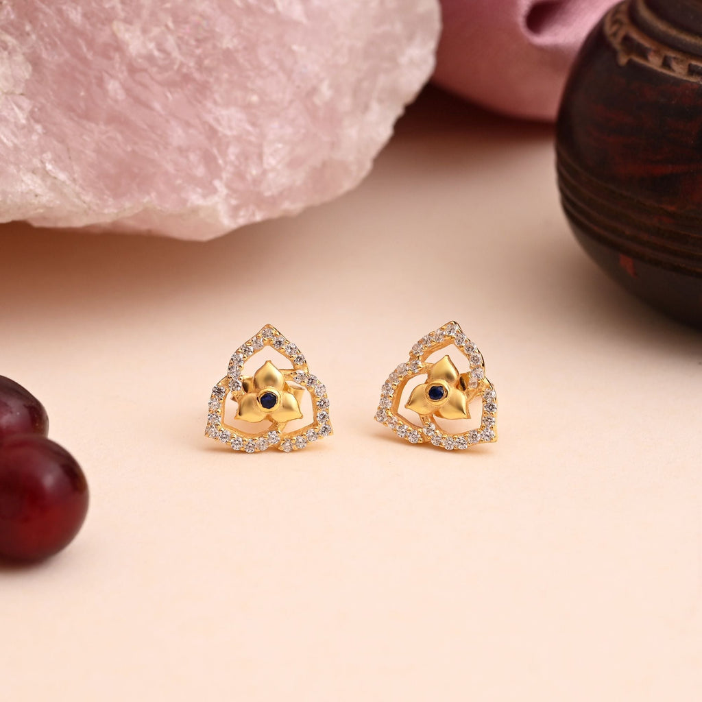 Blue Color 925 Gold Plated Silver Stud Earrings (OME116BLU)