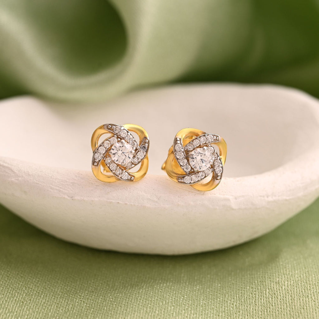 White Color 925 Gold Plated Silver Stud Earrings (OME117WHT)