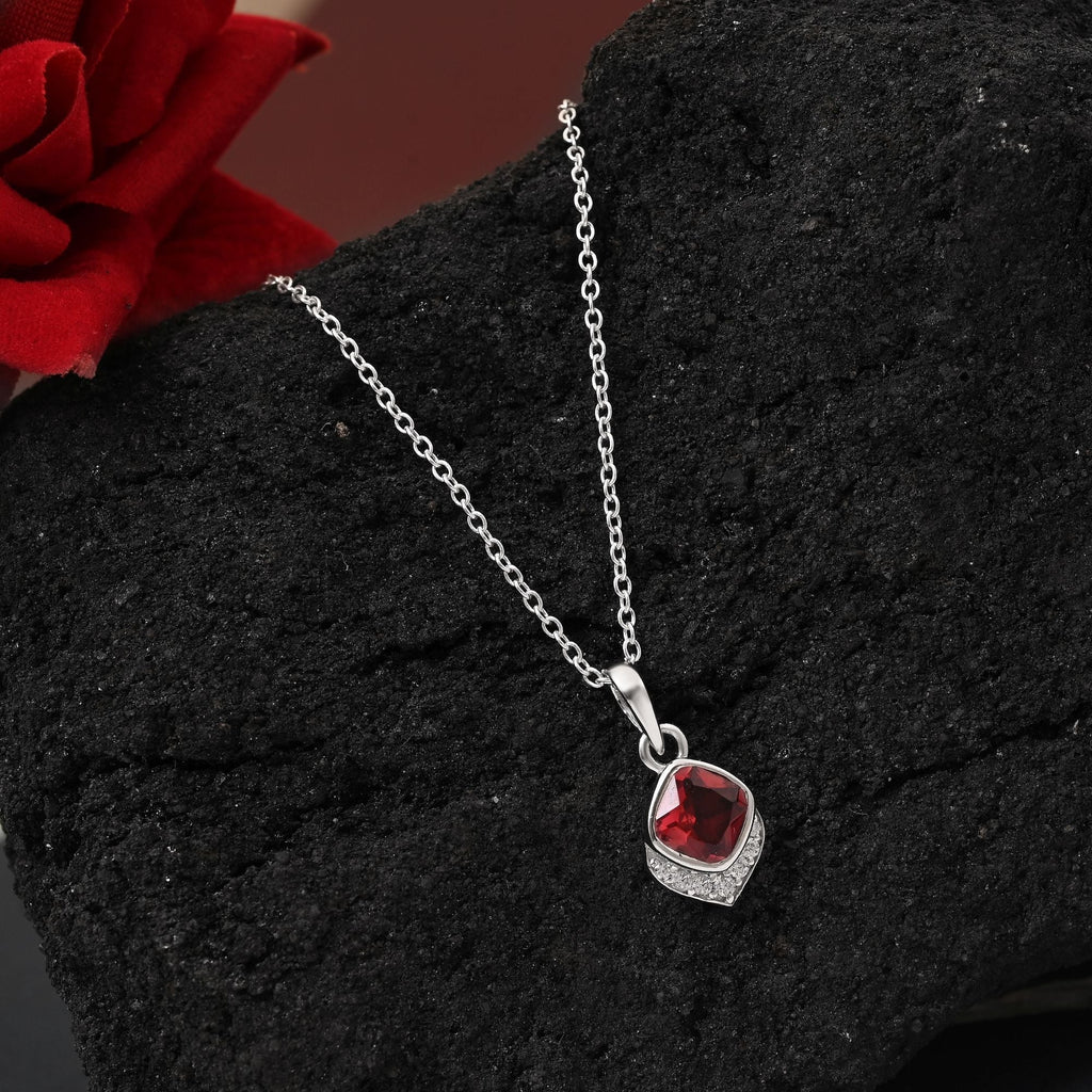 Ruby Color 925 Silver Pendant (OMP102RUBY)