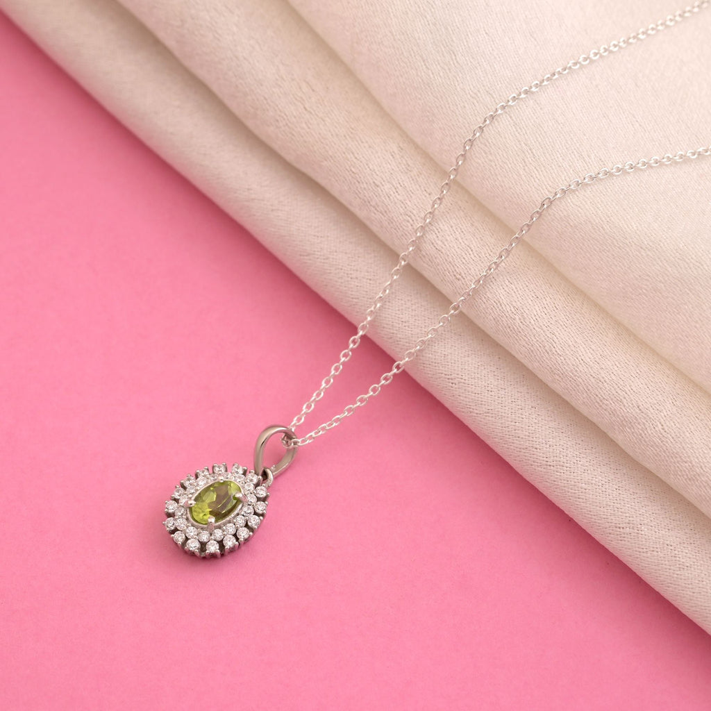 Mehandi Green Color 925 Silver Pendant (OMP103MG)