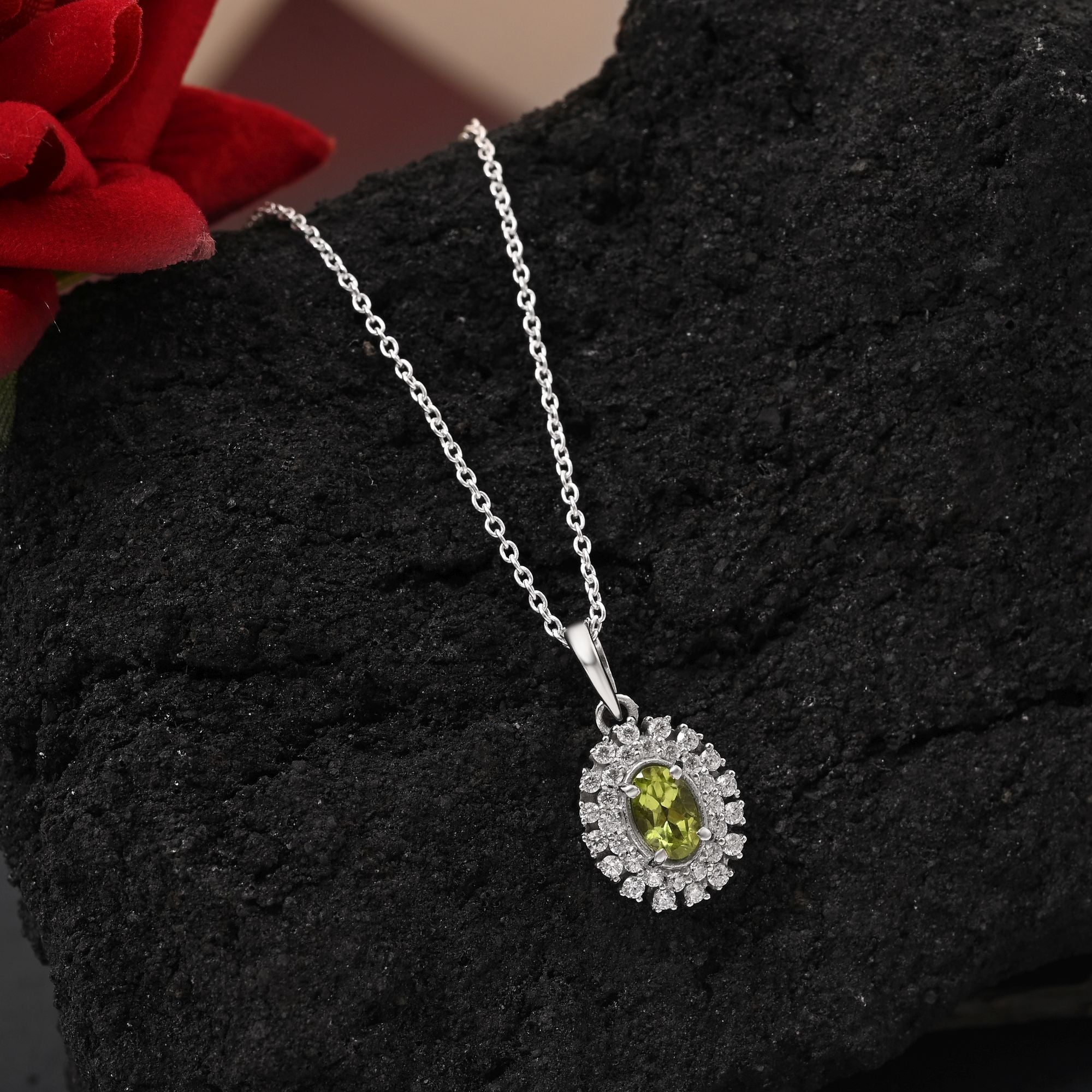 Mehandi Green Color 925 Silver Pendant (OMP103MG)