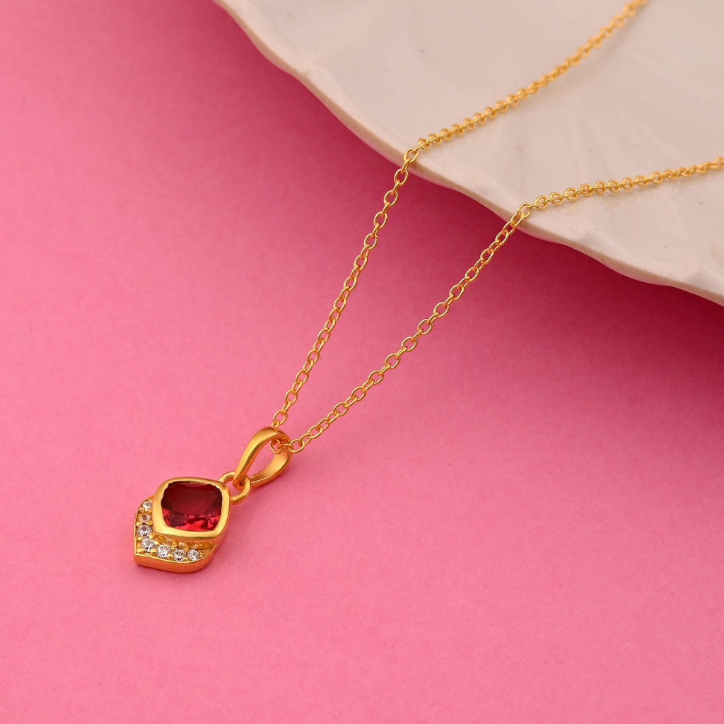 Ruby Color 925 Gold Plated Silver Pendant (OMP110RUBY)