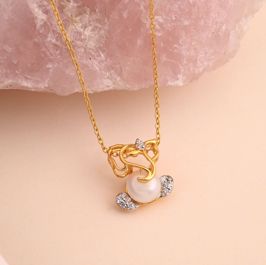 White Color 925 Gold Plated Silver Pendant (OMP116WHT)