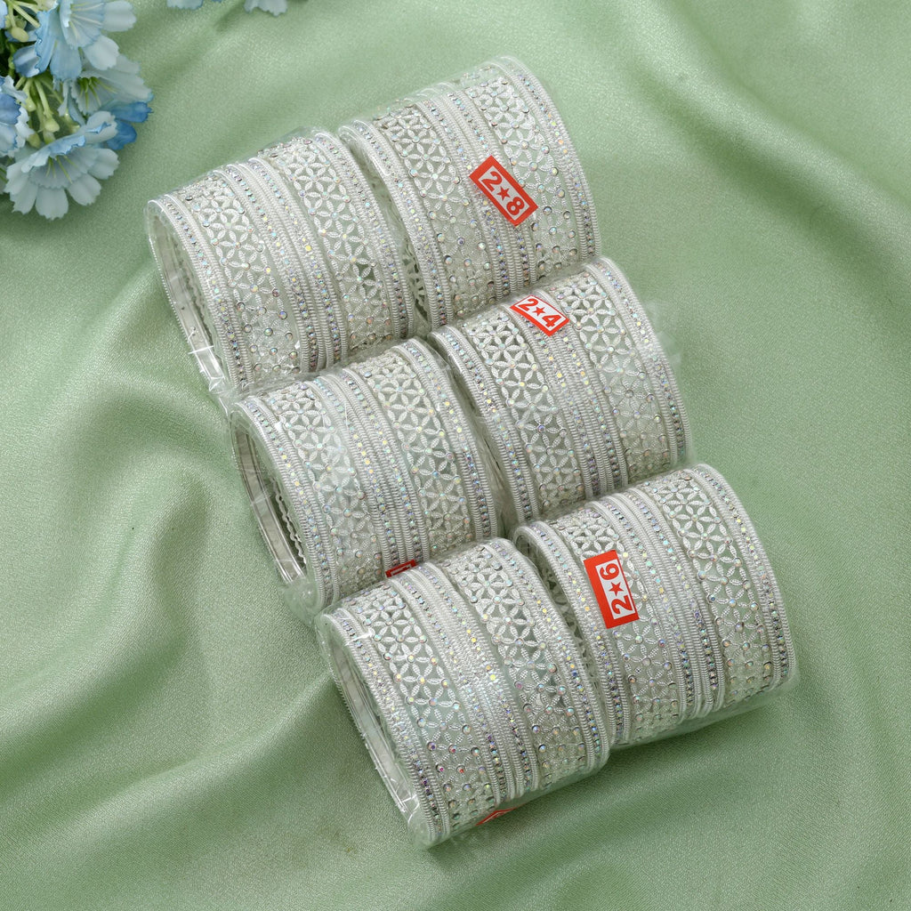 Silver Color 6 Set Of Bangle Size: (2 Set Of 2.4, 2 Set Of 2.6, 2 Set Of 2.8)