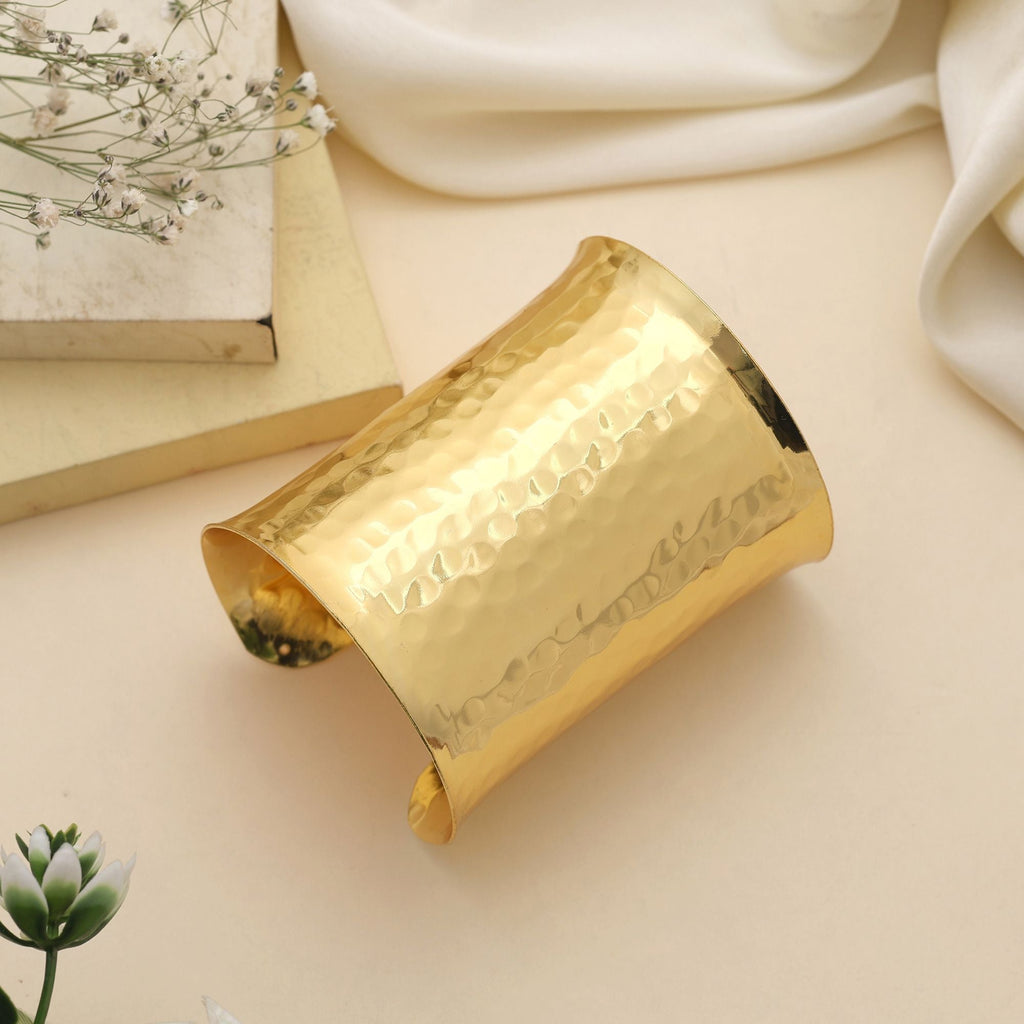 Gold Color Bracelet Featuring Intricate Patterns Perfect For Elevating Traditional Fashion Effortlessly