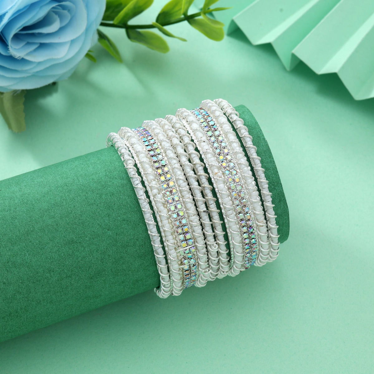 White Color 6 Set Of Bangle Size: (2 Set Of 1.12, 2 Set Of 1.14, 2 Set Of 2.0)
