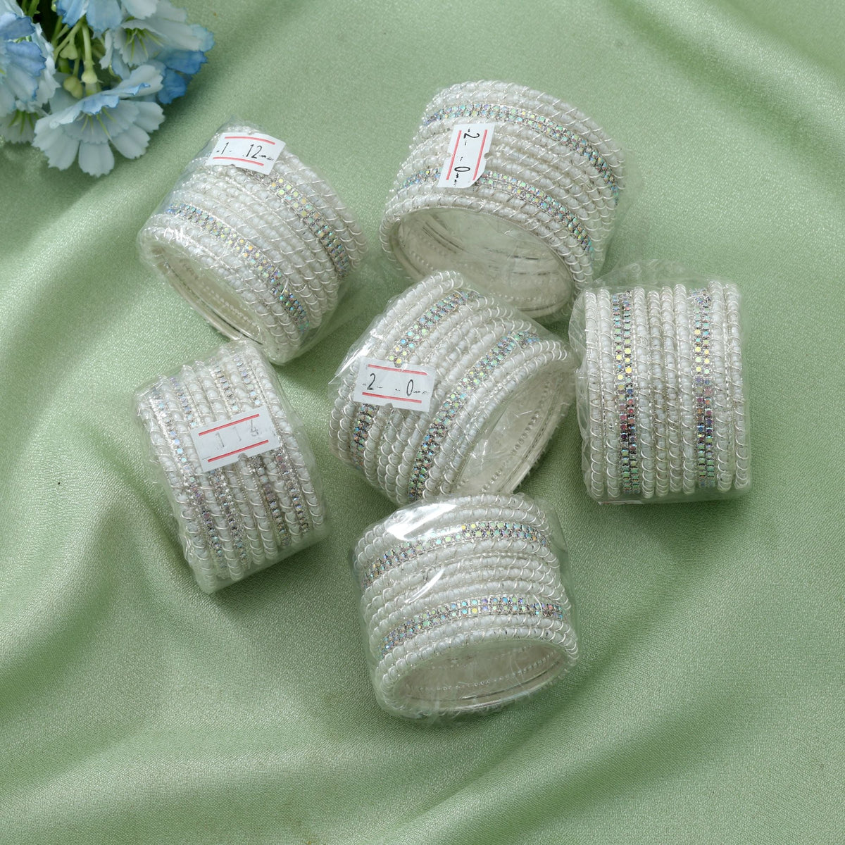 White Color 6 Set Of Bangle Size: (2 Set Of 1.12, 2 Set Of 1.14, 2 Set Of 2.0)