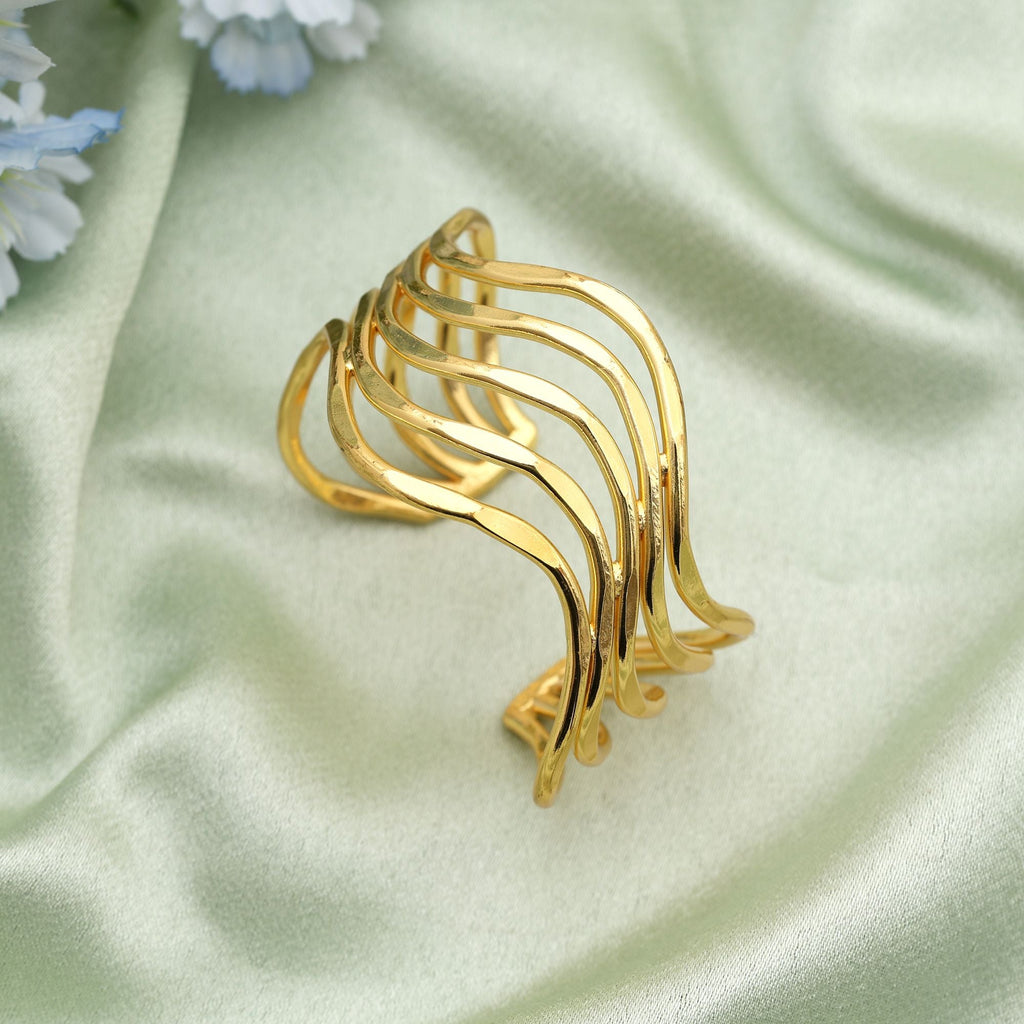 Gold Color Bracelet Created With Artistic Detailing To Enhance Festive Looks With Radiant Appeal