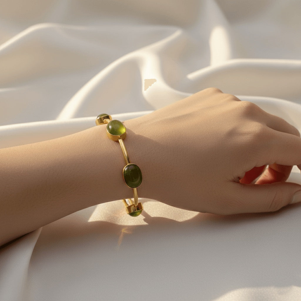 Mehendi Green Color Monalisa Stone Bracelets (PLKB117MGRN)