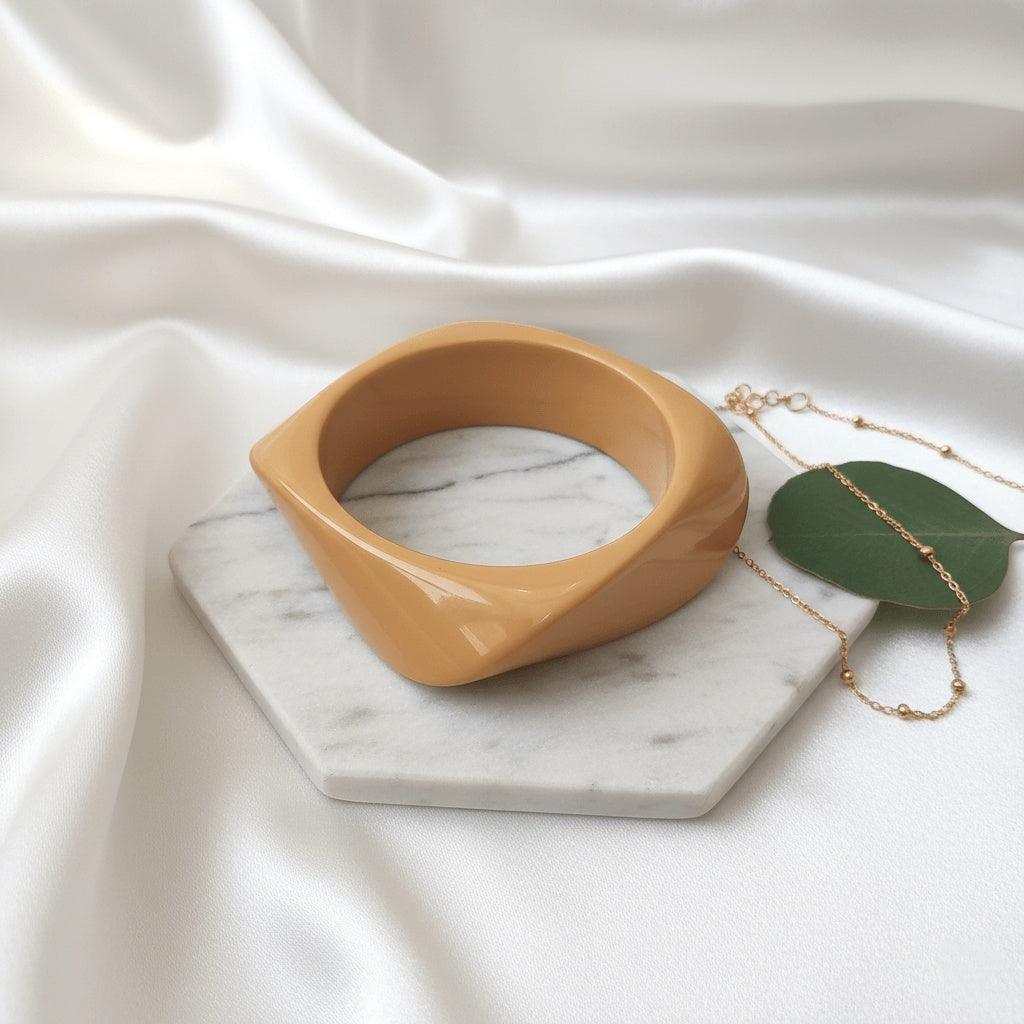 Beige Color Fashion Bangle Size: 2.6 (PLKB118BEG)