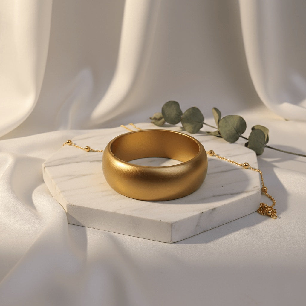 Gold Color Fashion Bangle Size: 2.6 (PLKB119GLD)