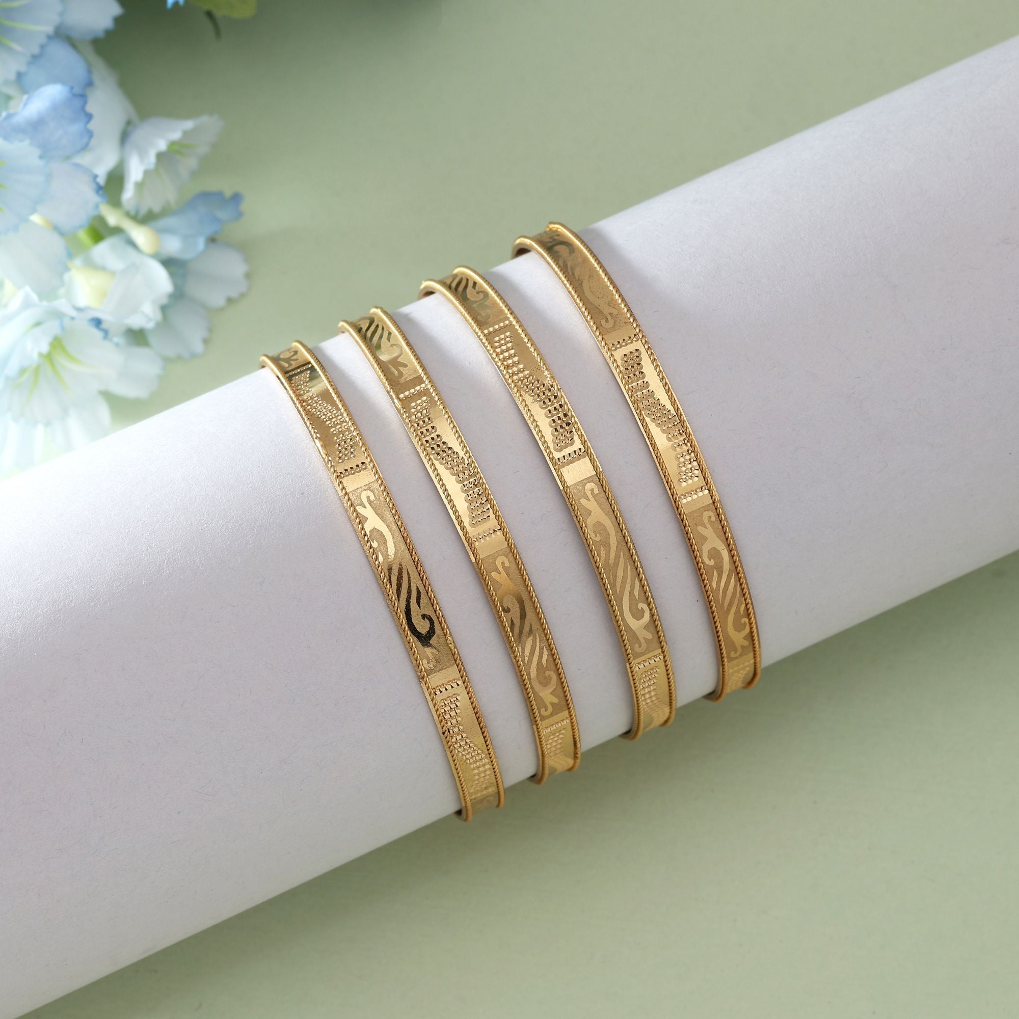 Gold Color 1 Set Of Fashion Bangle (PLKB125GLD)