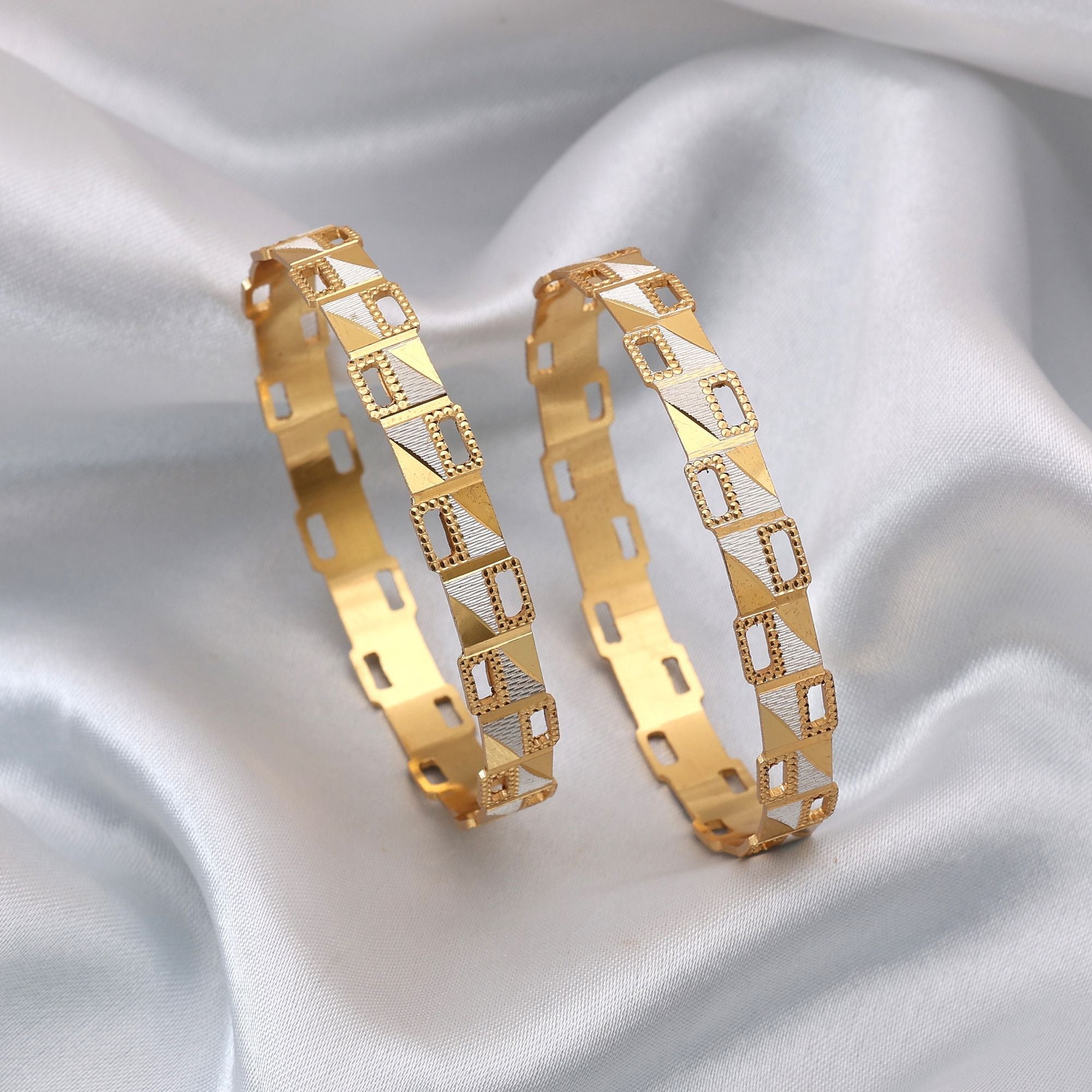Gold Color 1 Pair Of Fashion Bangle (PLKB135GLD)