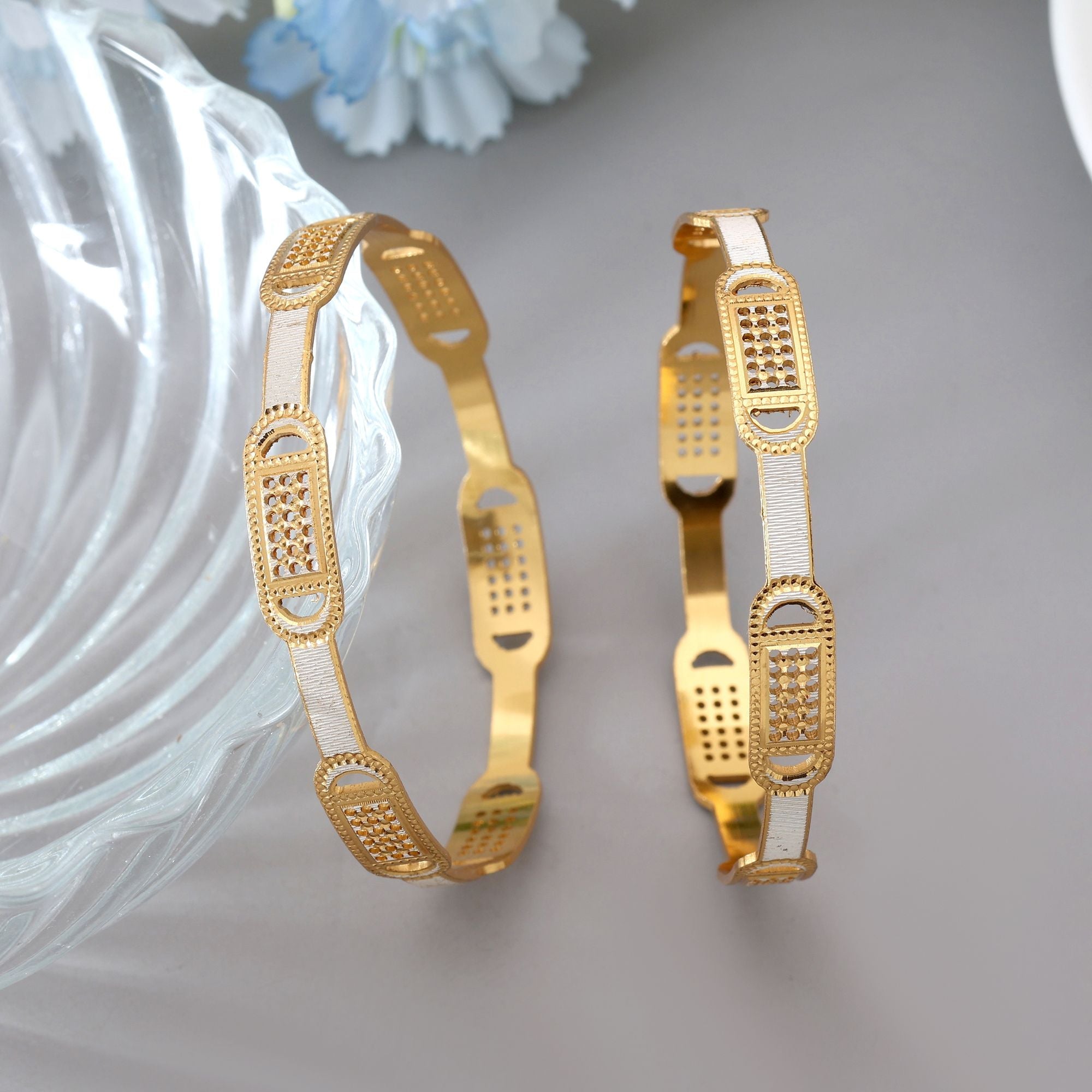 Gold Color 1 Pair Of Fashion Bangle (PLKB137GLD)