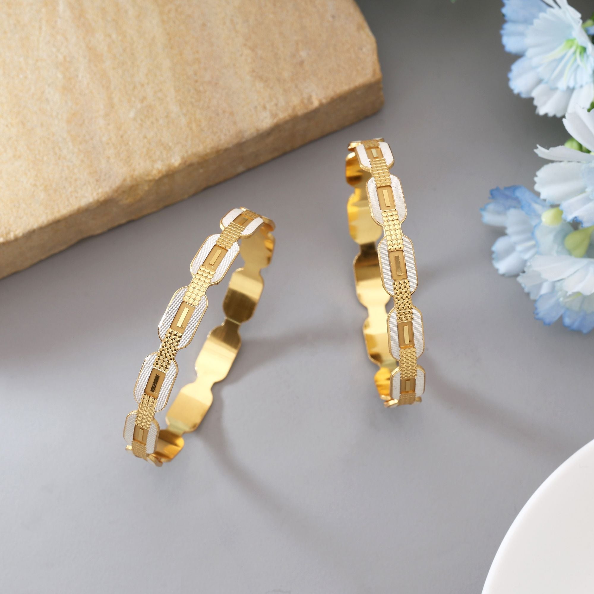 Gold Color 1 Pair Of Fashion Bangle (PLKB138GLD)