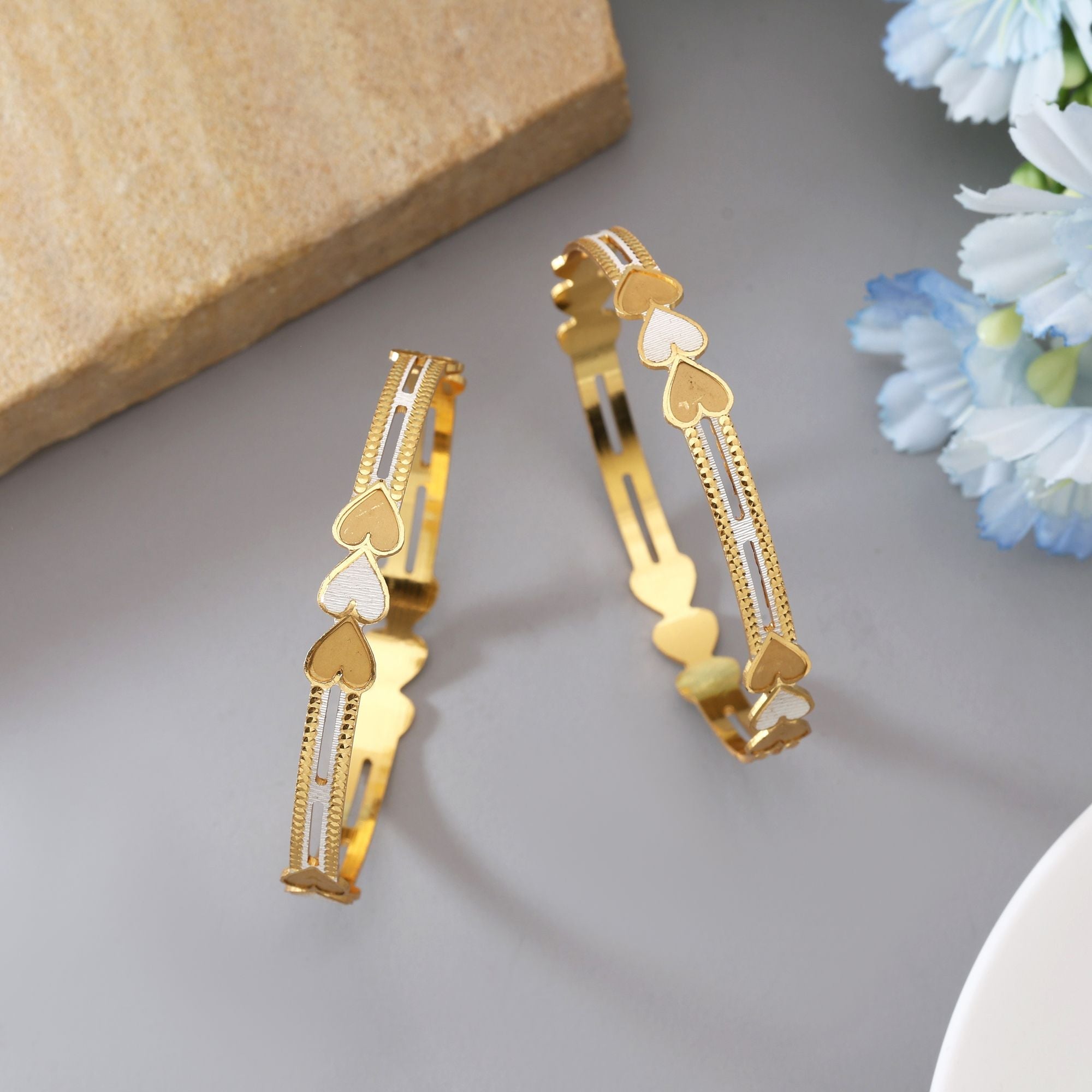 Gold Color 1 Pair Of Fashion Bangle (PLKB139GLD)