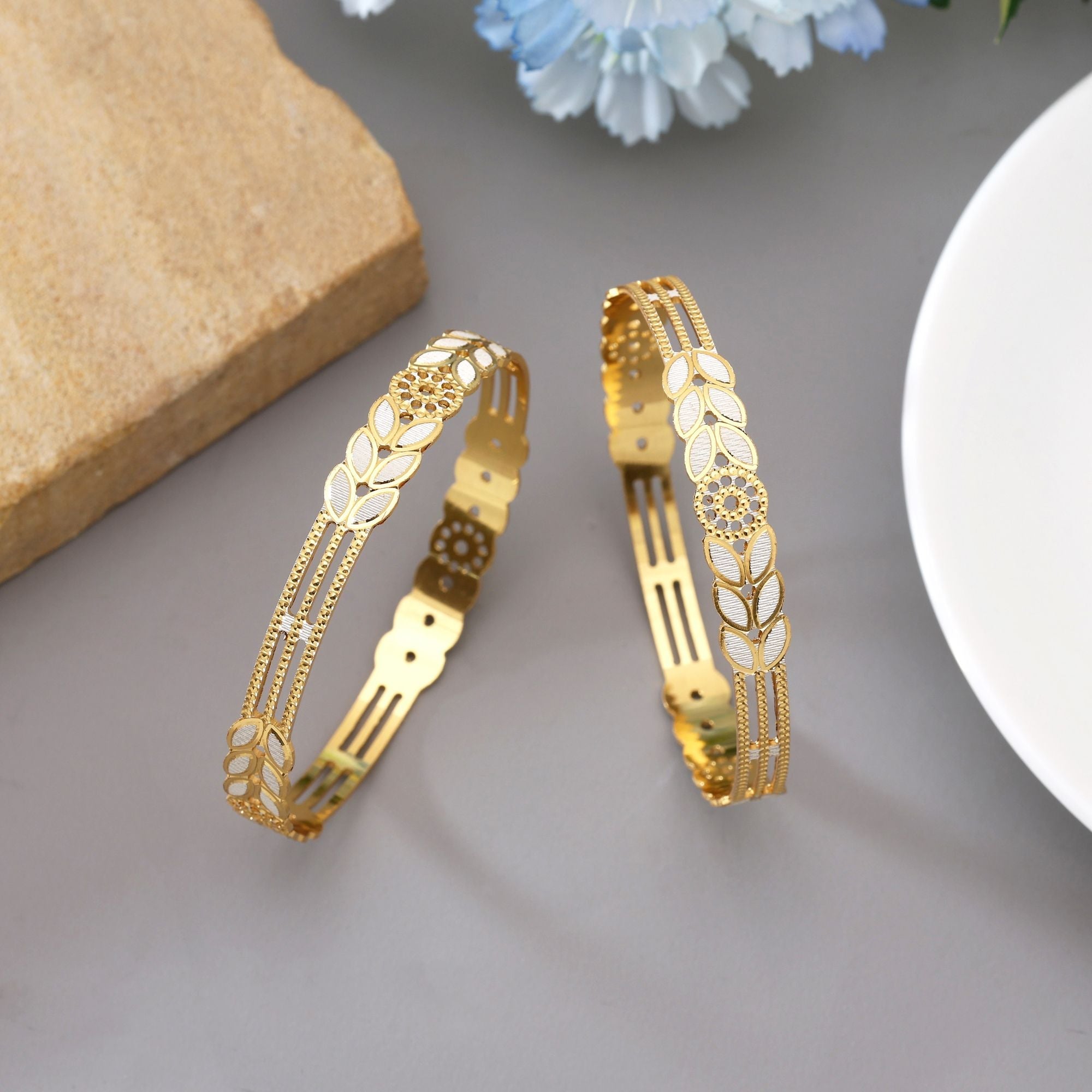 Gold Color 1 Pair Of Fashion Bangle (PLKB142GLD)