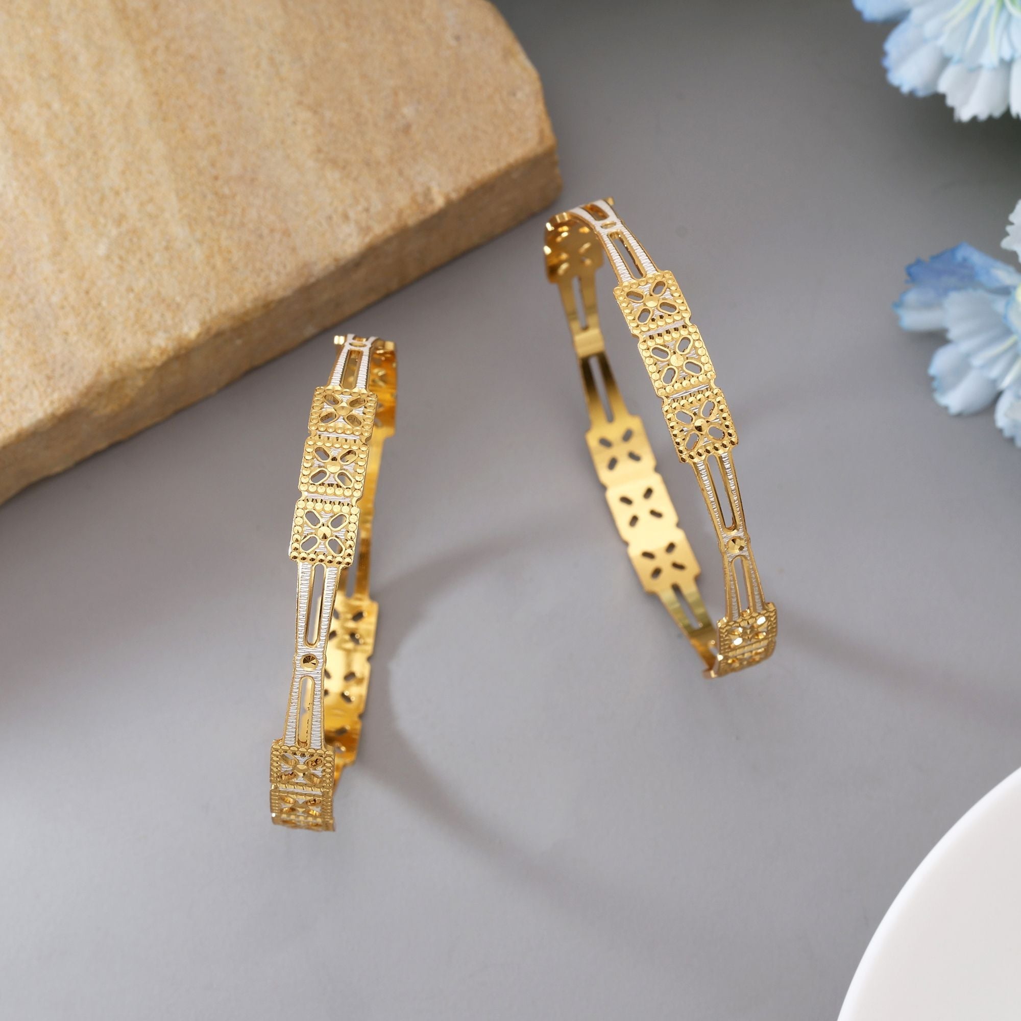Gold Color 1 Pair Of Fashion Bangle (PLKB148GLD)