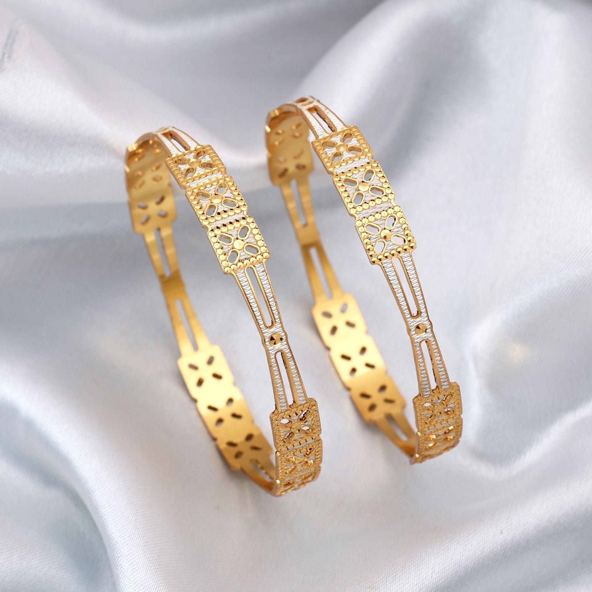 Gold Color 1 Pair Of Fashion Bangle (PLKB148GLD)