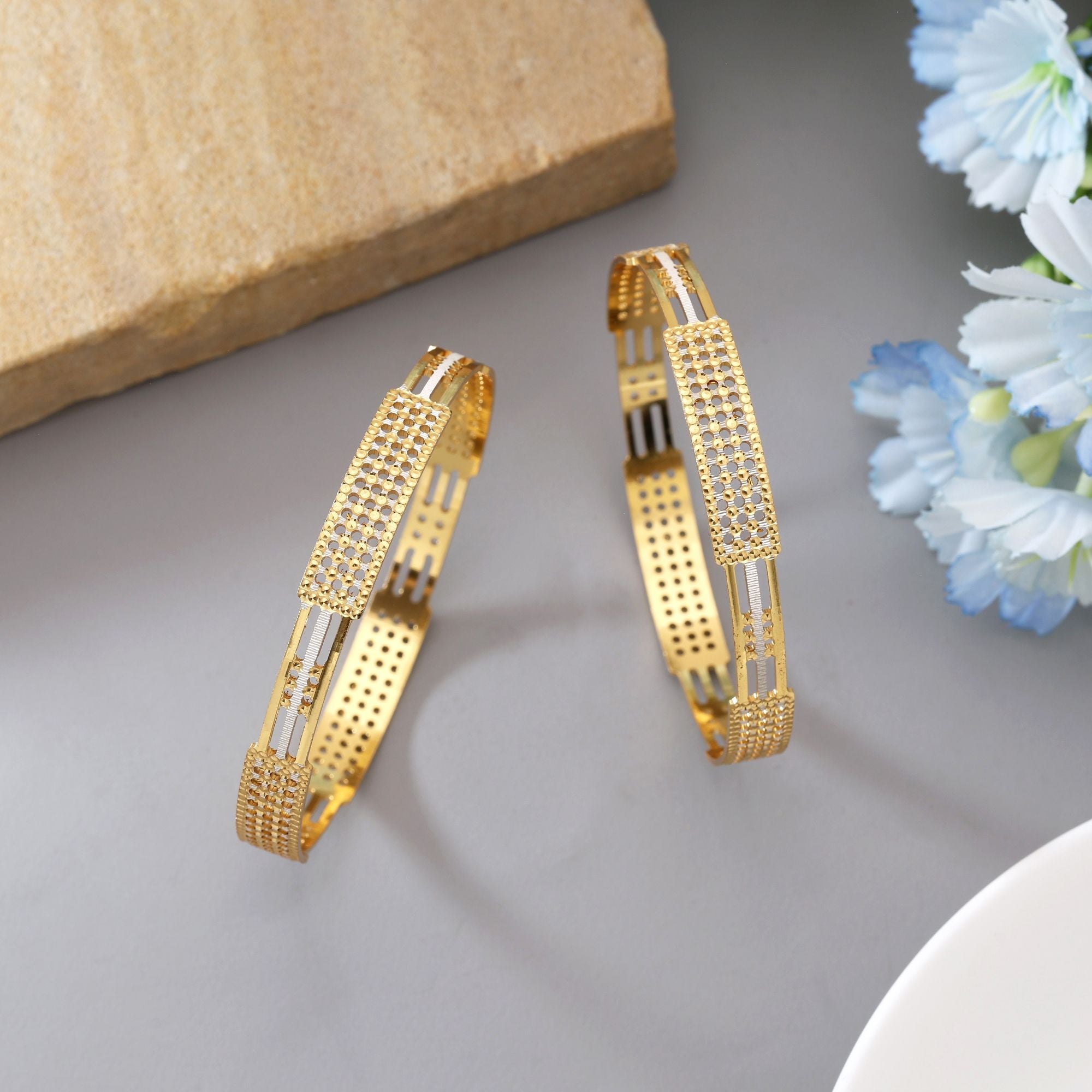 Gold Color 1 Pair Of Fashion Bangle (PLKB150GLD)