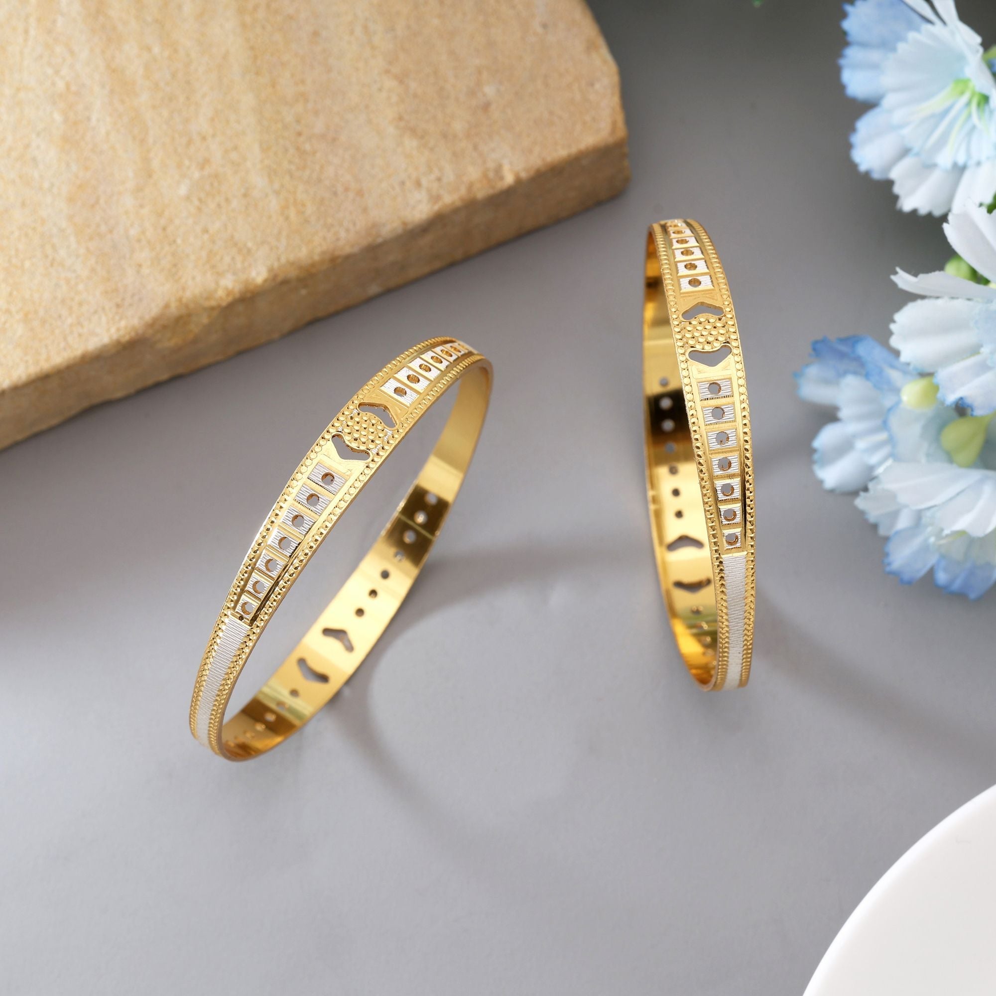 Gold Color 1 Pair Of Fashion Bangle (PLKB151GLD)