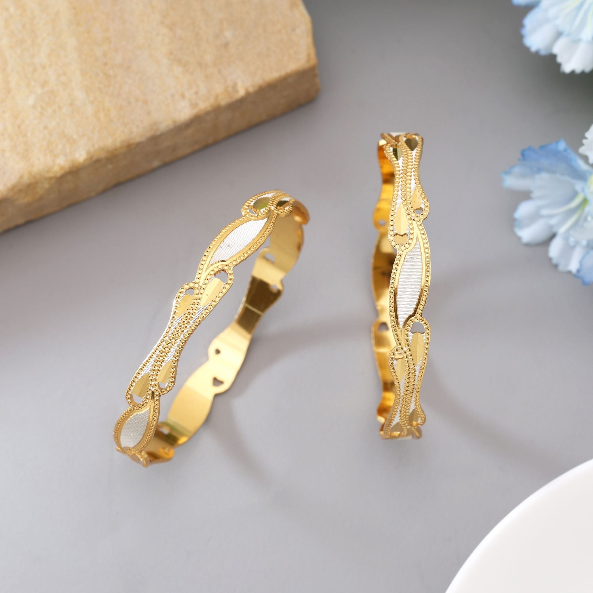 Gold Color 1 Pair Of Fashion Bangle (PLKB154GLD)