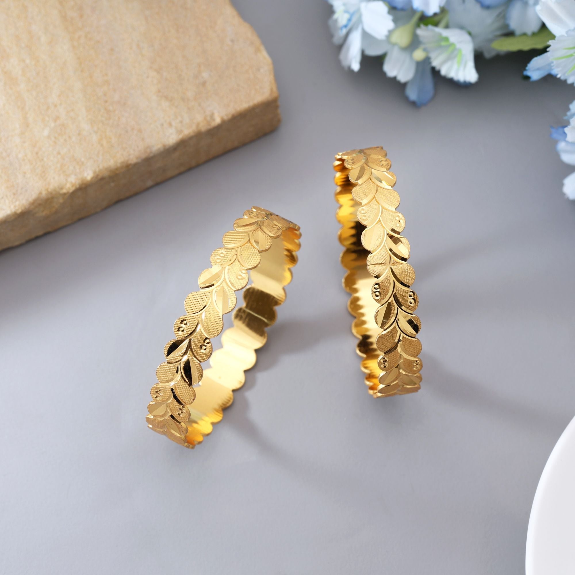 Gold Color 1 Pair Of Fashion Bangle (PLKB164GLD)
