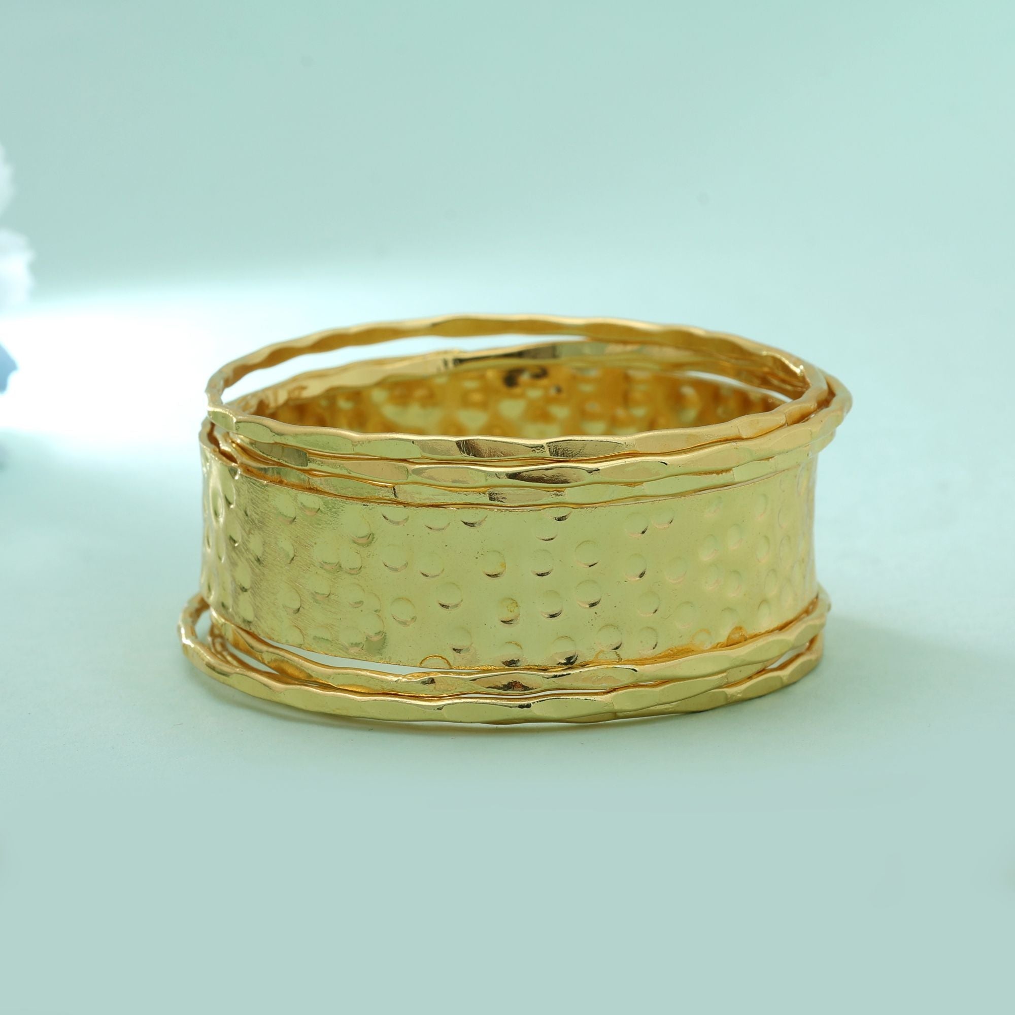 Gold Color Single Hand Bangles Set Size 2.4 Traditional Jewelry