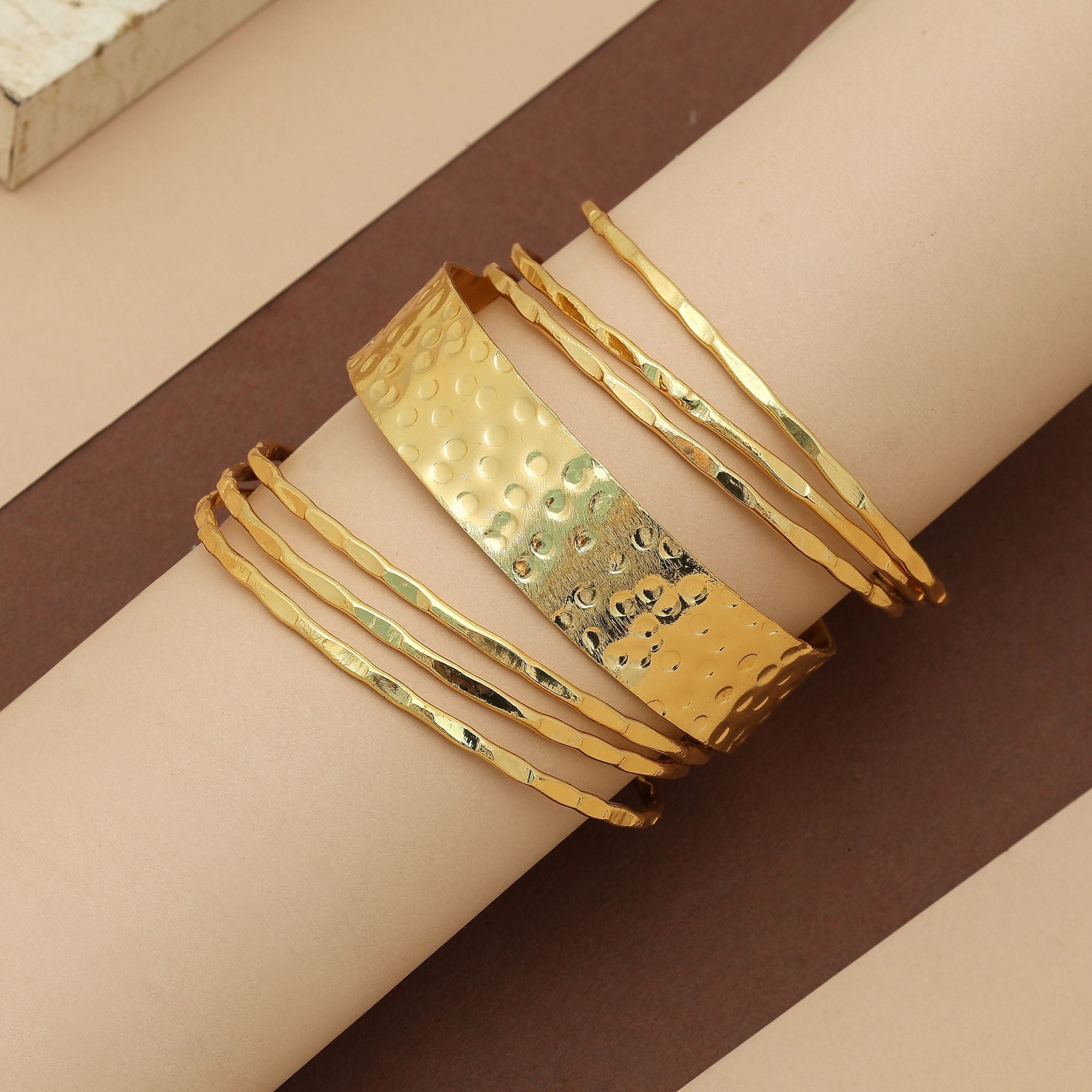 Gold Color Single Hand Bangles Set Size 2.4 Traditional Jewelry
