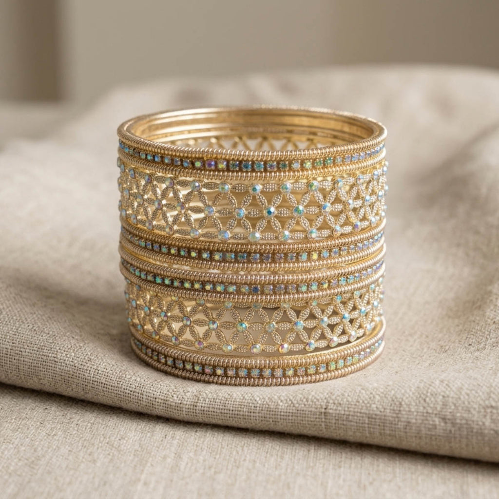 Gold Color Fashion Bangles Set Size 2.6