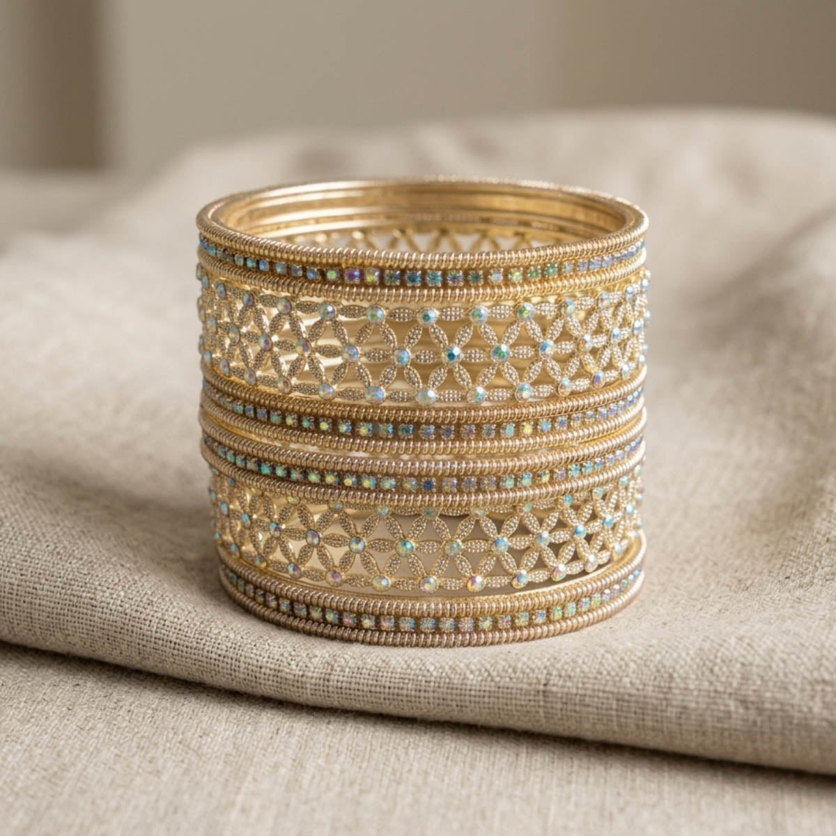 Gold Color Fashion Bangles Set Size 2.6